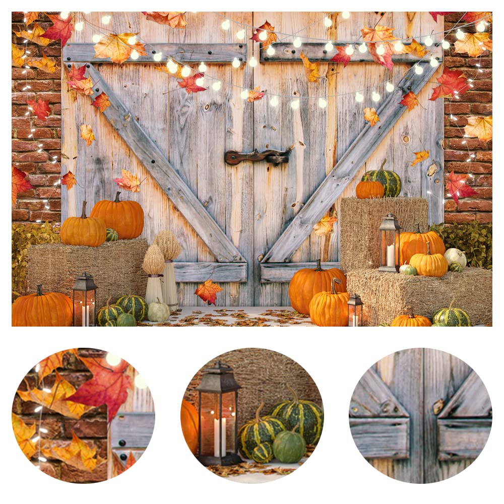 Lycgs 8X6Ft Fall Thanksgiving Backdrop Autumn Pumpkin Harvest Barn Background Hay Maple Leaves Baby Shower Banner Supplies Photo