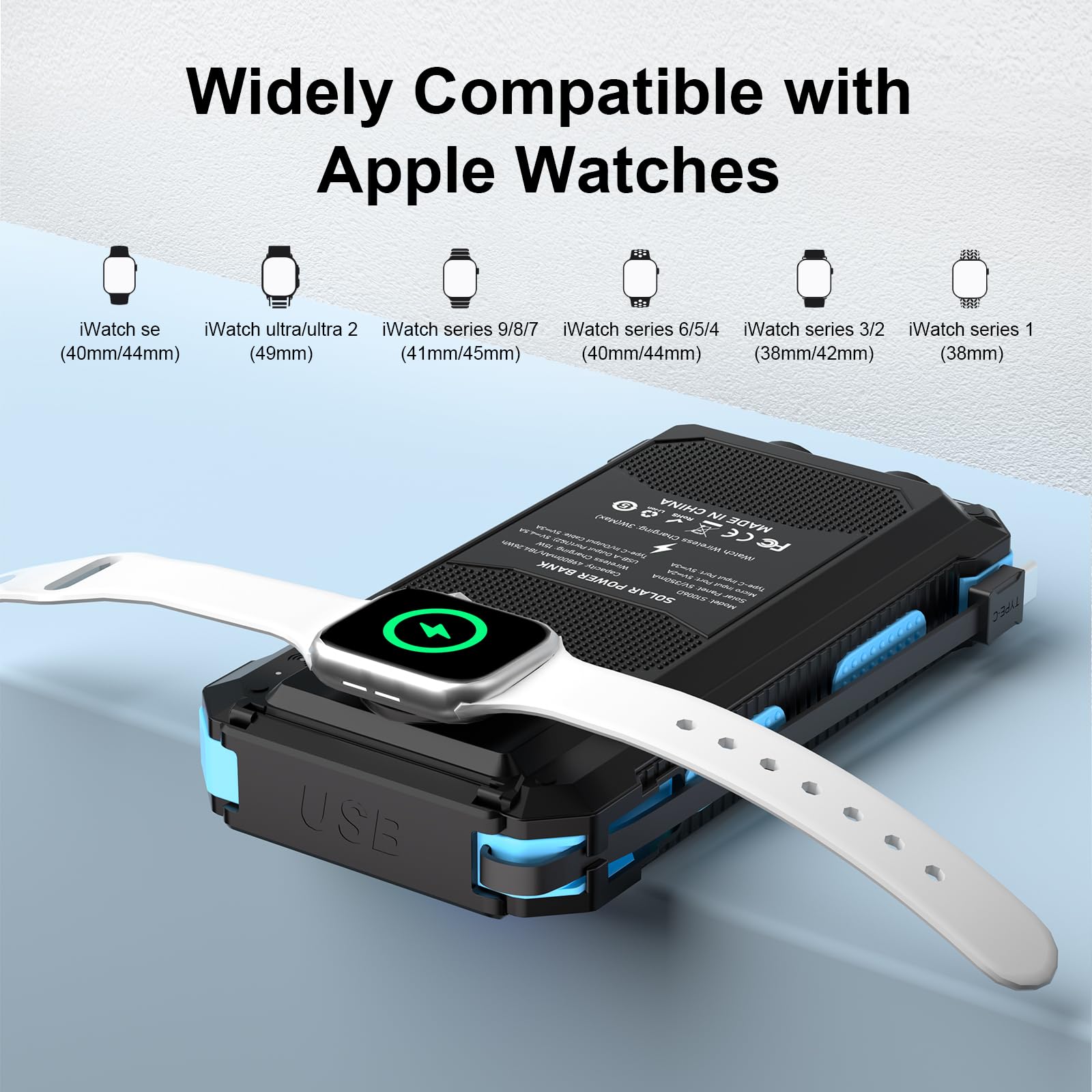 Power Bank, Solar Charger, 49800Mah Portable Charger For Phone&Apple Watch Wireless With Pd 20W Qc3.0 Fast Charging Built-In Typ