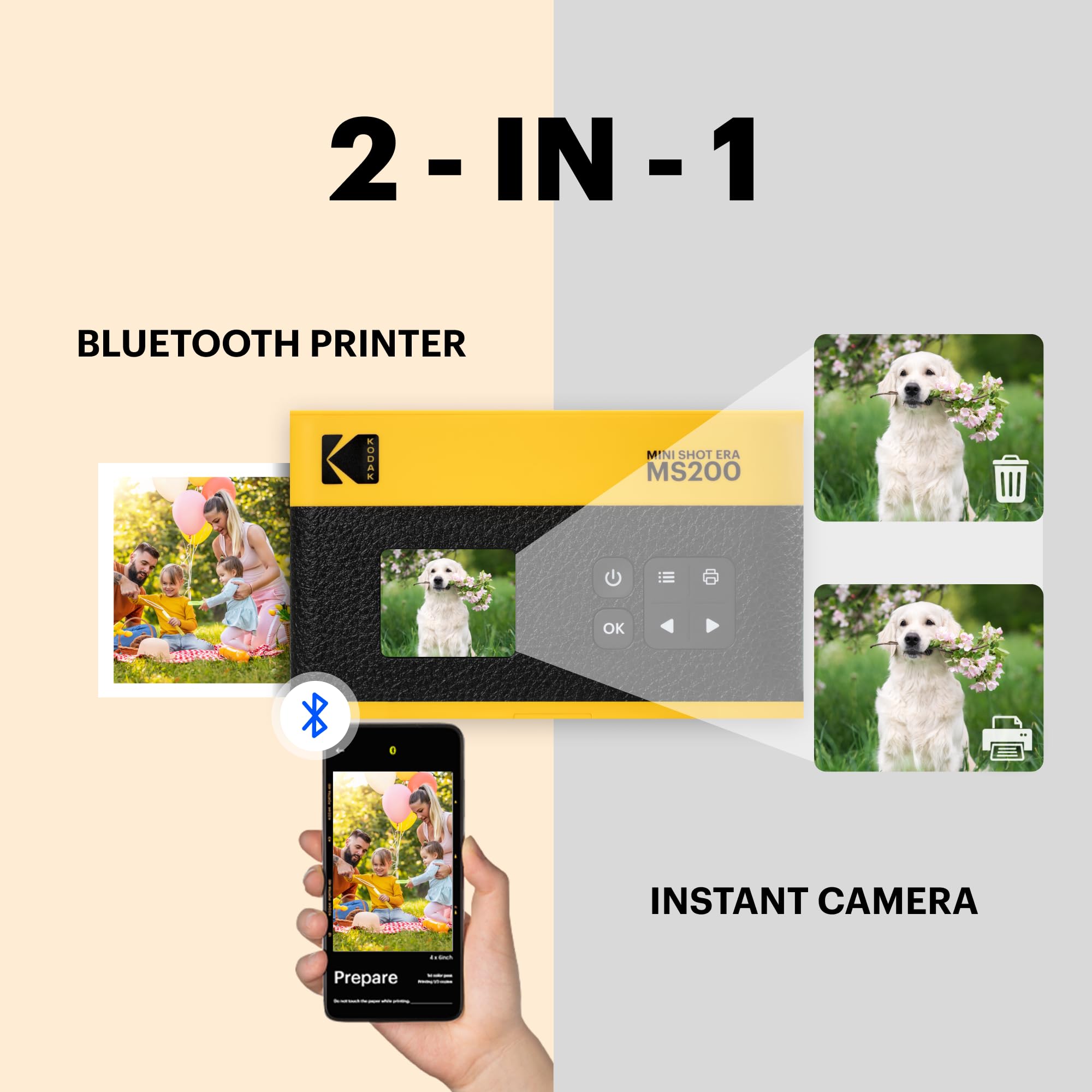 Kodak Mini Shot 2 Era 4Pass 2-In-1 Instant Camera And Photo Printer (Black, Camera + Initial 8 Sheets + 60 Sheets + Accessories)