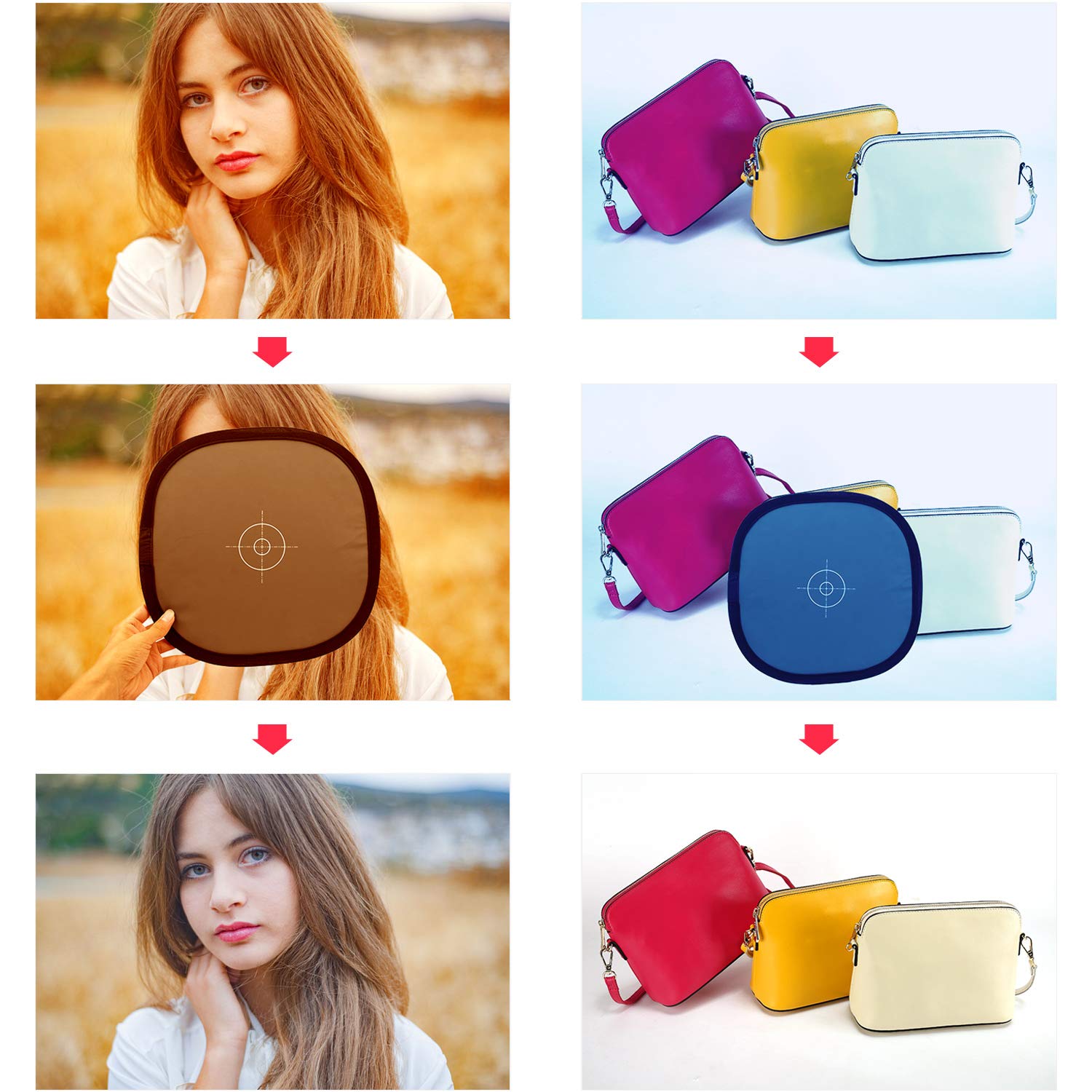 Anwenk 12X12 Inch (30X30Cm) Grey Card White Balance Card For Photography 18% Exposure Gray Reflectance Reflector Foldable Focus