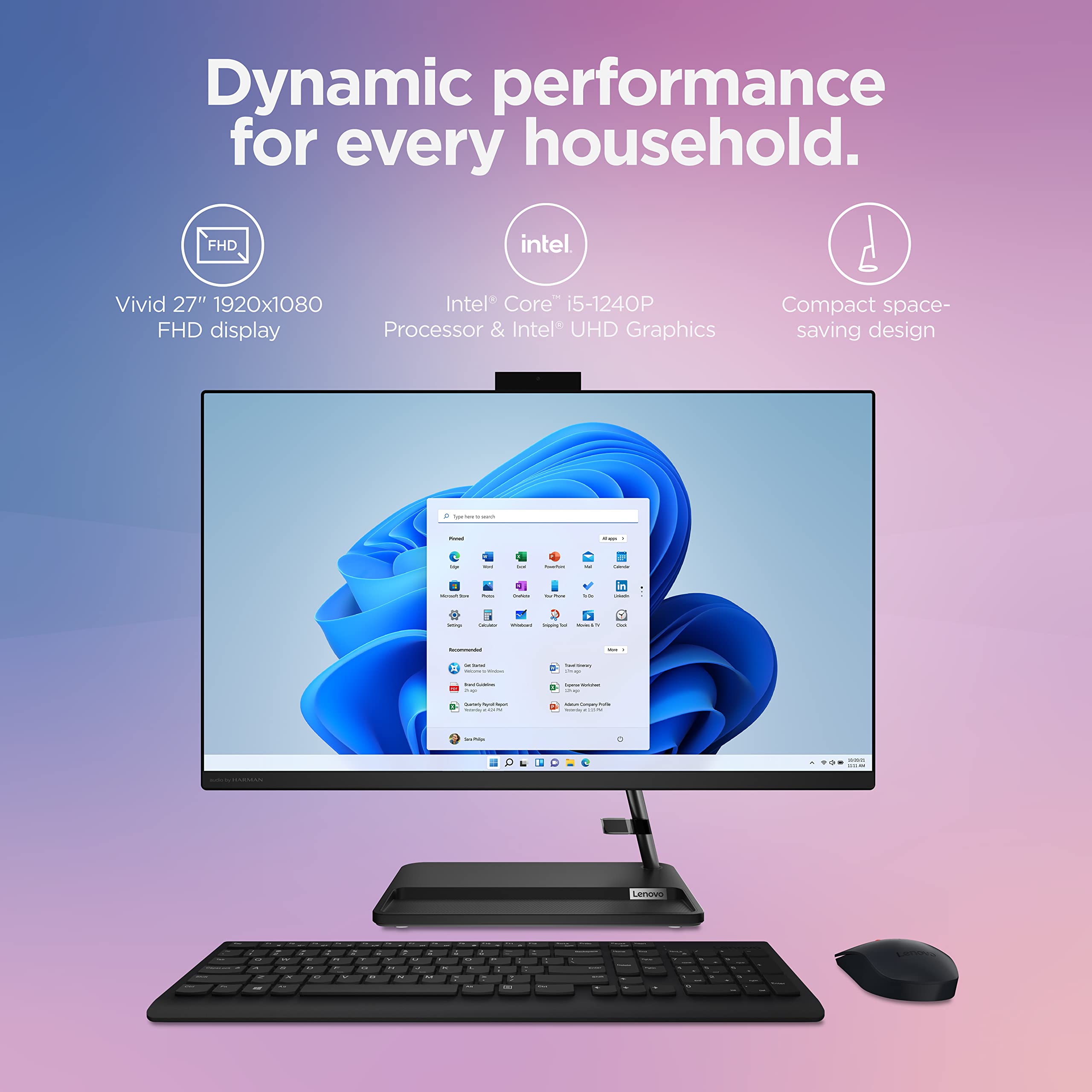 Lenovo Ideacentre Aio 3I - 2022 - All-In-One Desktop - 27 Fhd Touch Display - 5Mp Camera - Windows 11 Home - 8Gb Memory - 512Gb