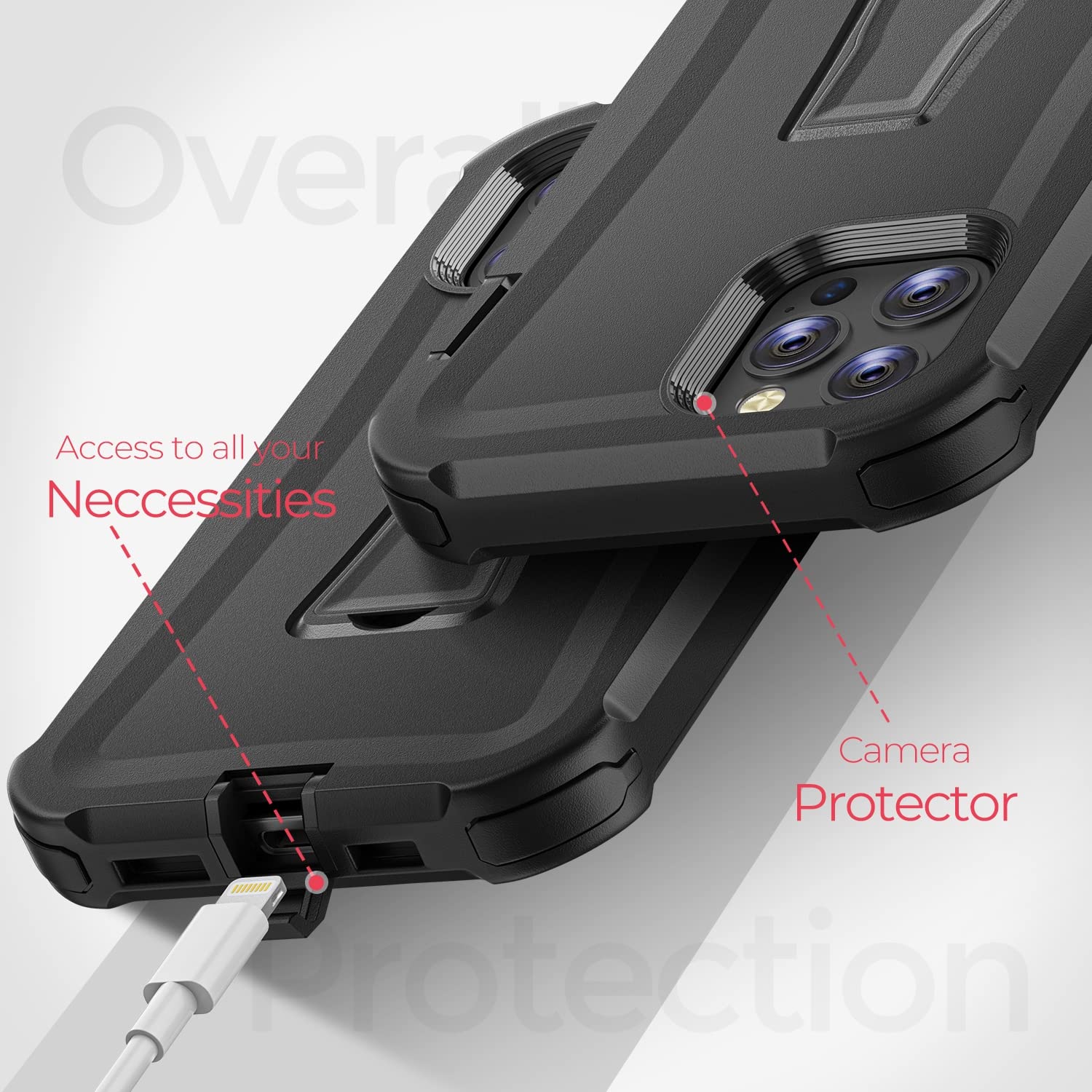 Oribox Case Compatible With Iphone 13 Pro Case, Heavy Duty Shockproof Anti Fall Case With Belt Clip