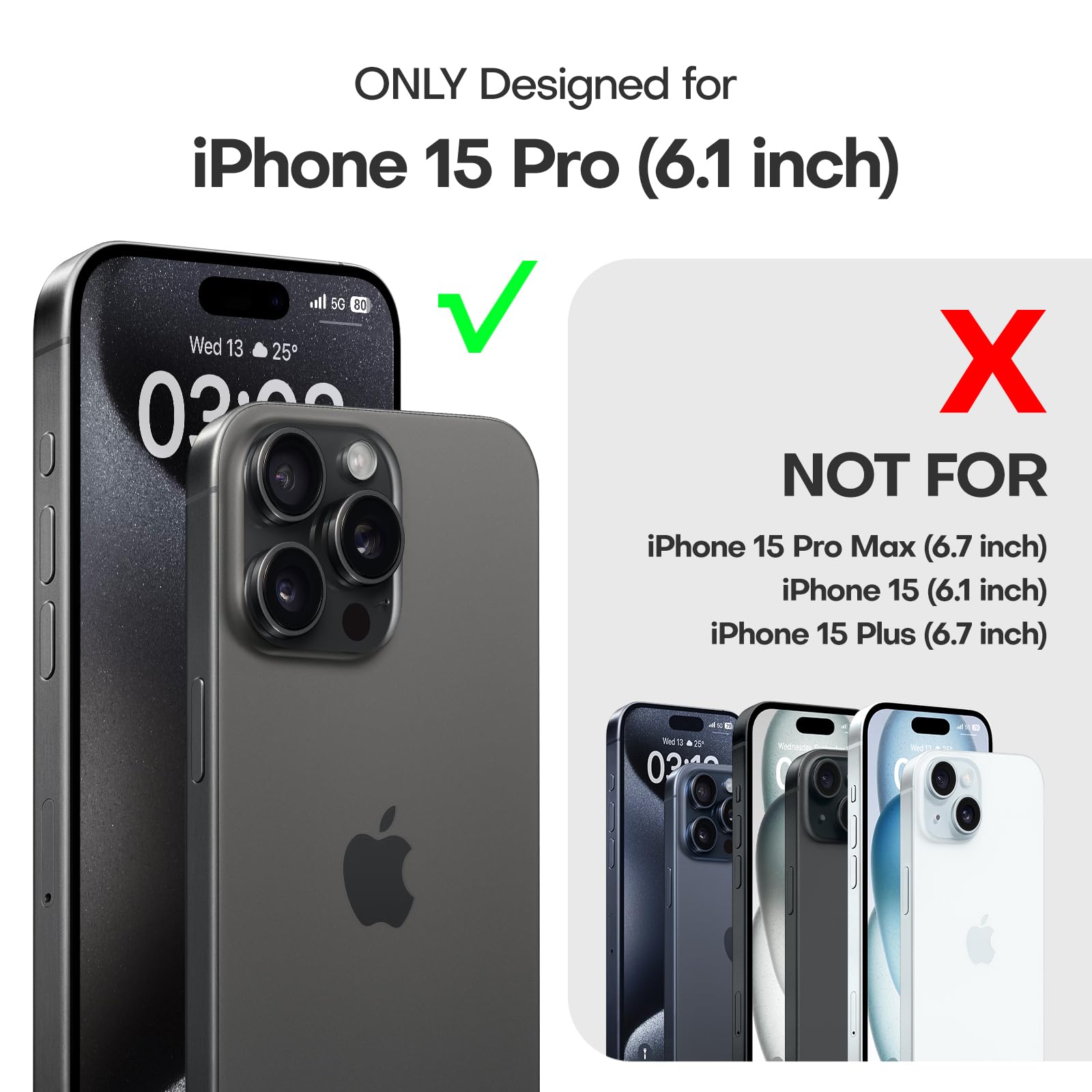 Tauri 3 In 1 For Iphone 15 Pro Case Matteblack, Translucent Matte Case With 2X Screen Protector, [Military Grade Protection] Sho