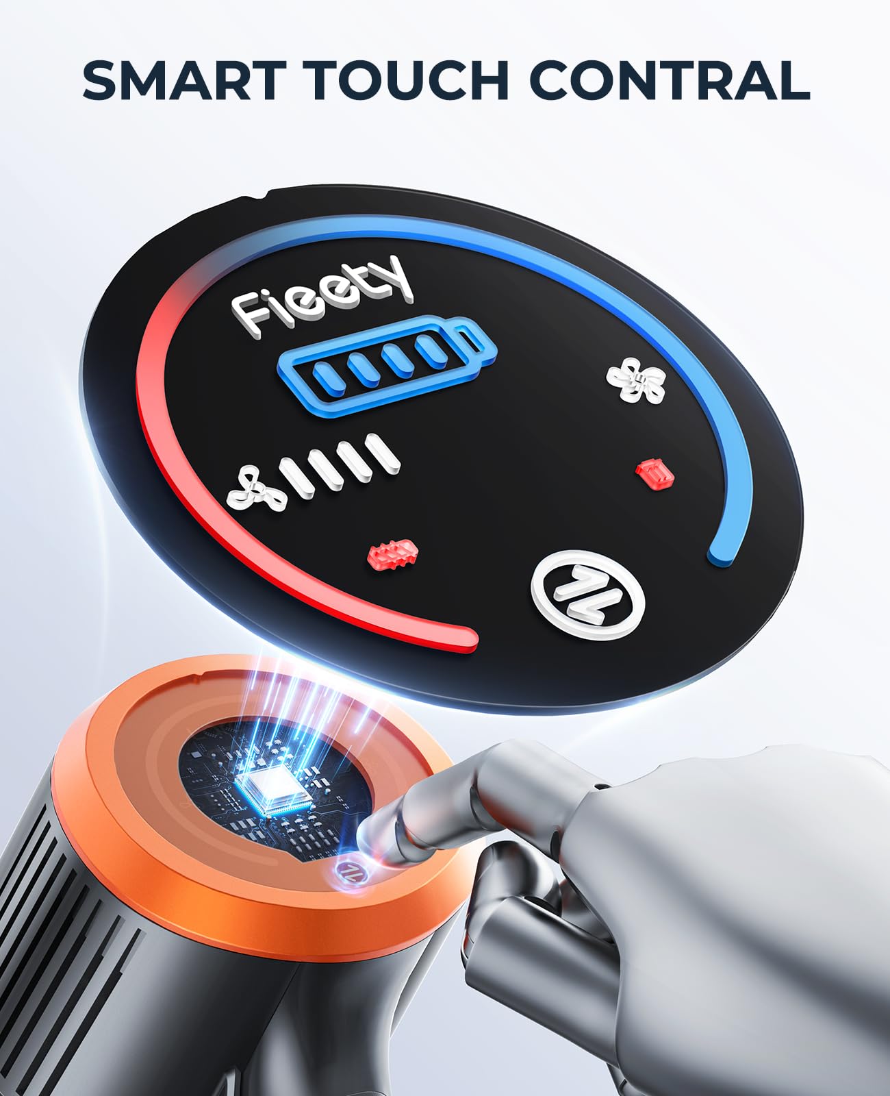 Fieety Cordless Vacuum Cleaner, 550W 45Kpa Cordless Stick Vacuum Cleaner With 60Mins Rechargeable Battery, Led Touch Display, Ha