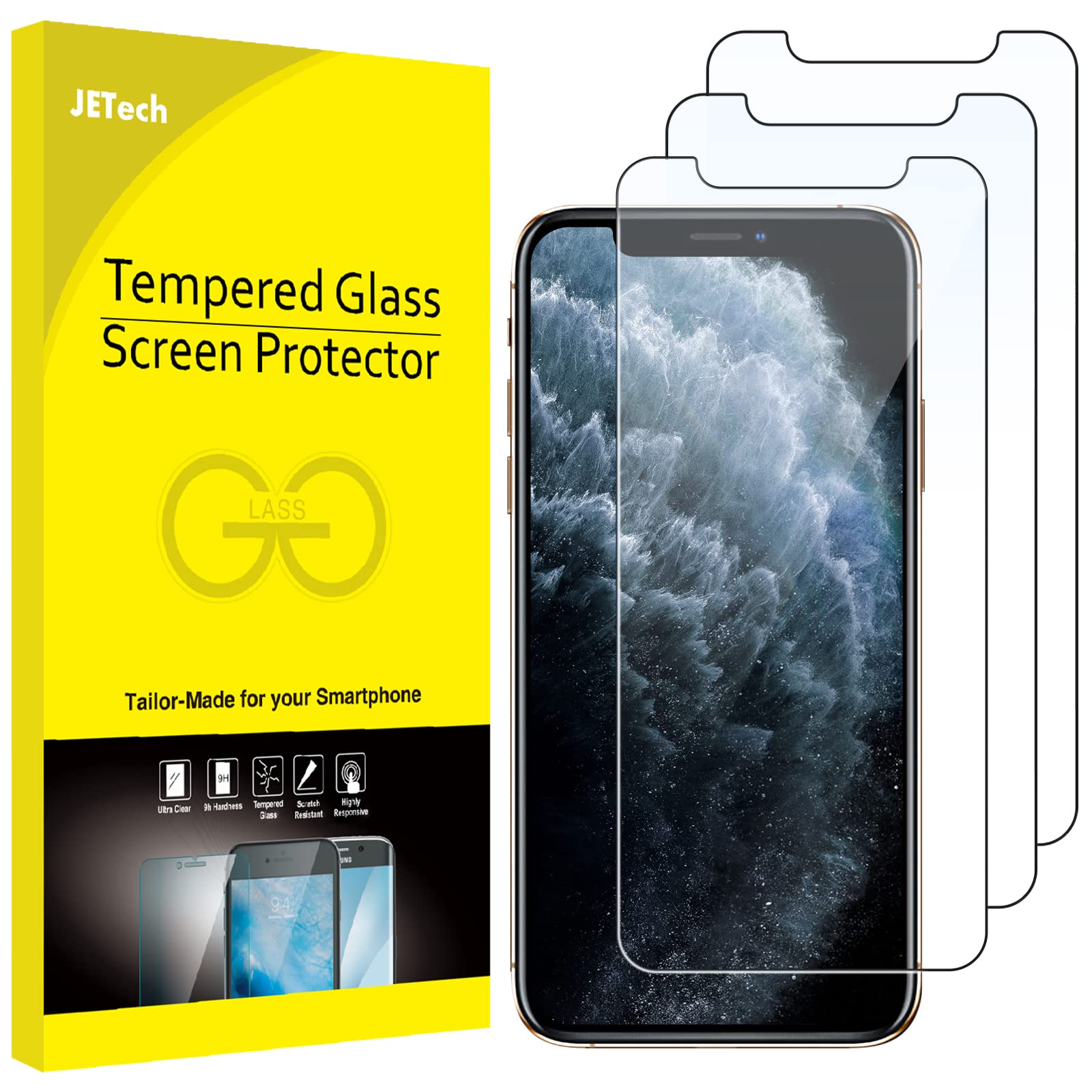 Jetech Screen Protector For Iphone 11 Pro, Iphone Xs And Iphone X 5.8 Inch, Tempered Glass Film, 3 Pack