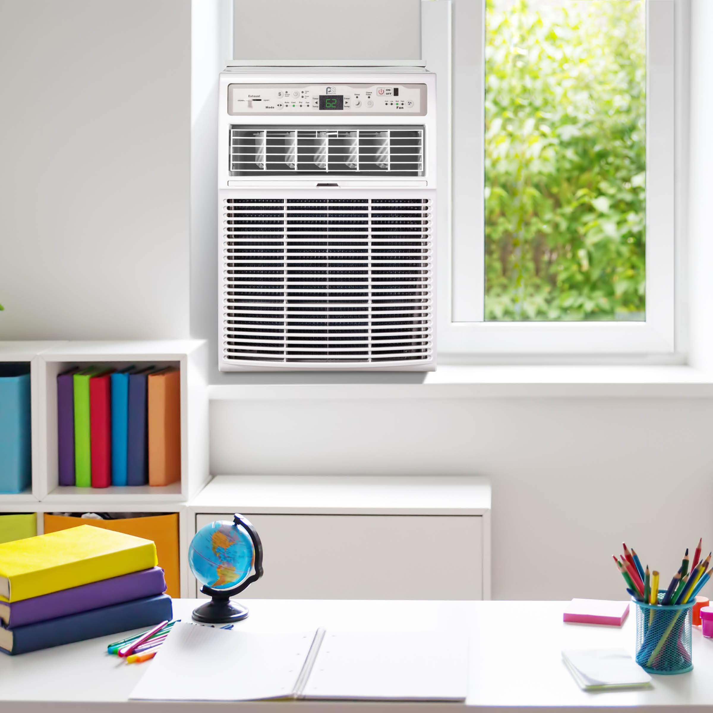 Perfect Aire 10,000 Btu Casement Window Air Conditioner- Cools 450 Sq. Ft. - Remote With Follow Me, Digital Led Display, Timer,