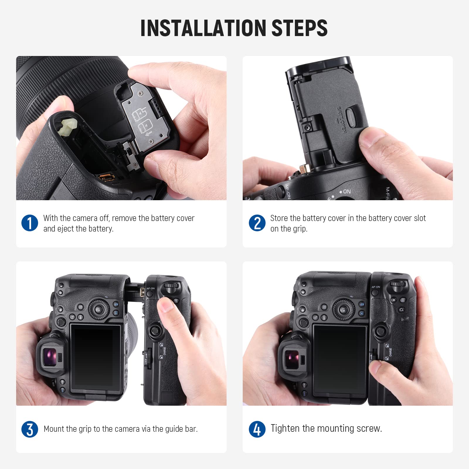 Neewer Vertical Battery Grip Replacement For Bg R10 With 2.4G Remote, 2 Pack 2250Mah Lp E6/Lp E6N/Lp E6Nh Batteries And Dual Slo