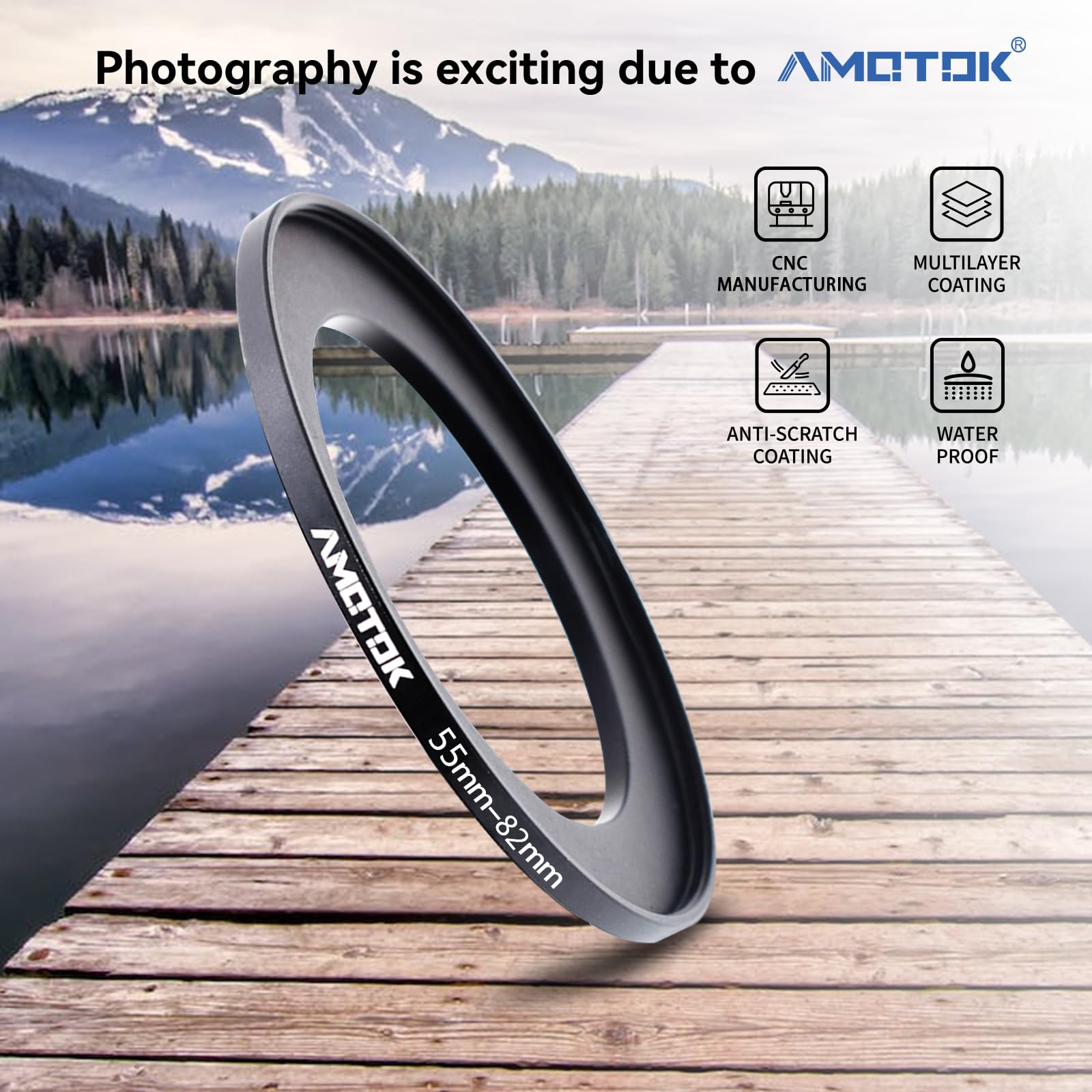 55Mm Lens To 82Mm Camera Lens Adapter,55Mm To 82Mm Filter Step Up Ring Adapter Ring,Compatible All 82Mm Filter Accessory