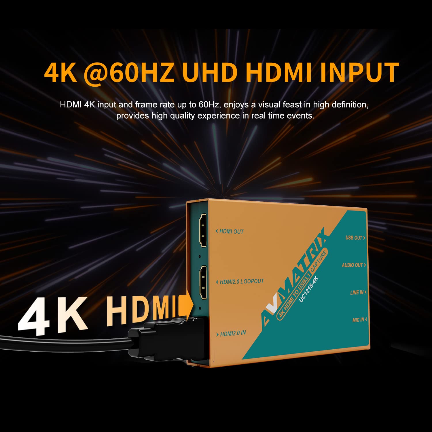 Avmatrix Uc1218 4K Video Capture Card With Hdmi 2.0 To Usb 3.0 C For Live Streaming In 1080P60 For Online Conference Church Live