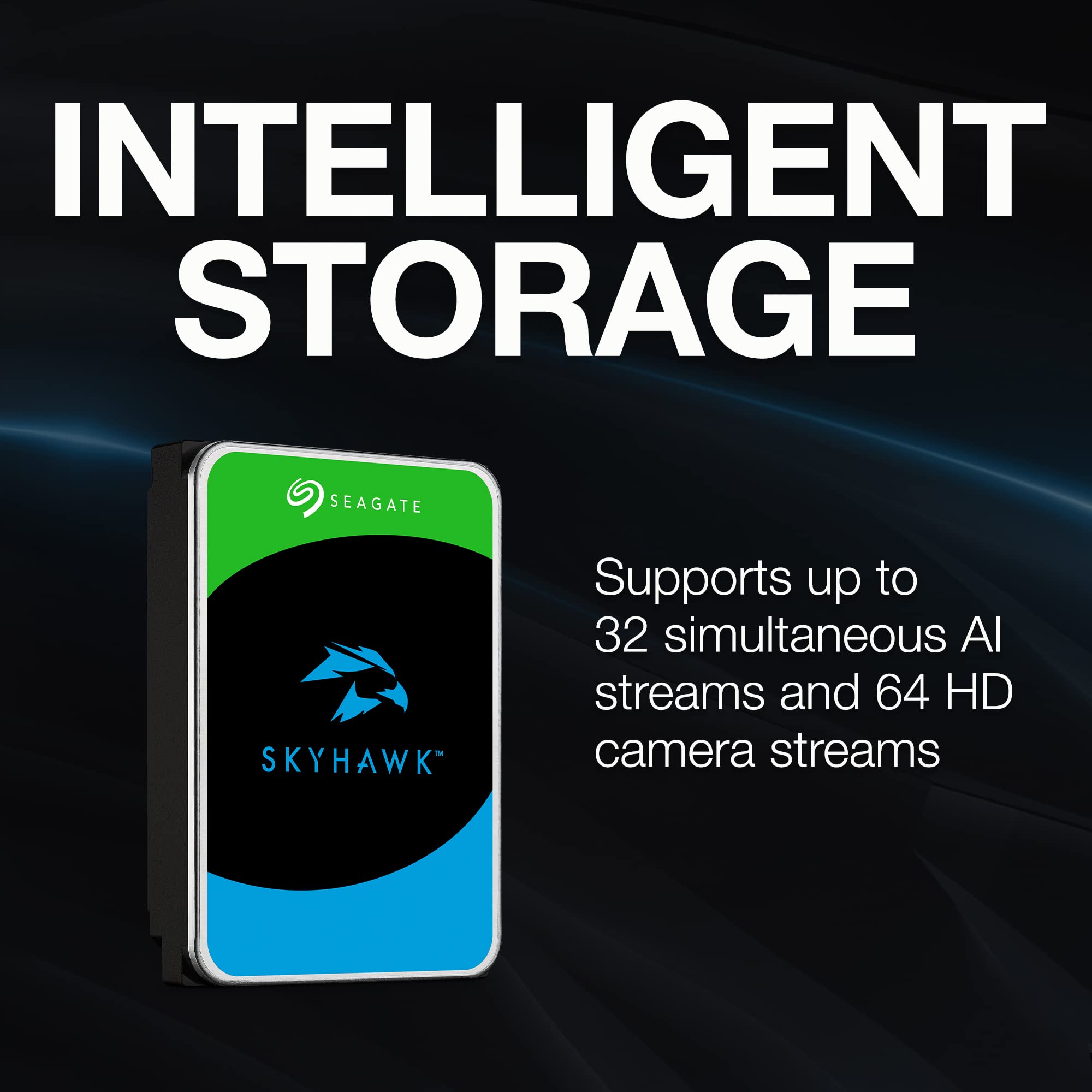 Seagate Skyhawk AI 8TB Surveillance Internal Hard Drive HDD�3.5 Inch SATA 6Gb/s 256MB Cache + Drive Health Management & 3 Year Recovery Service   (ST8000VEZ00)