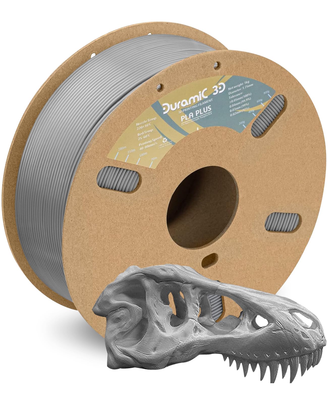 Duramic 3D Pla+ Filament 1.75Mm 1Kg Gray, Pla Plus 3D Printer Filament 1Kg Spool(2.2Lbs) Pla Pro Tougher And Stronger, Dimension