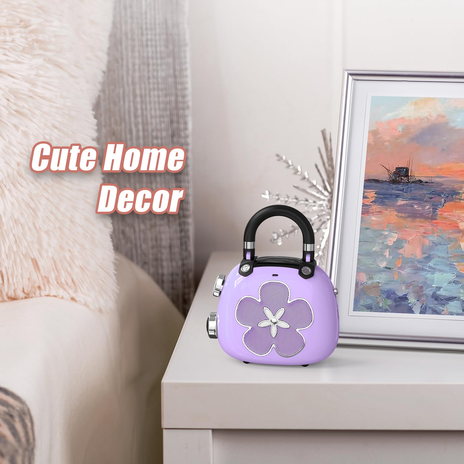 Doss Candy Cute Bluetooth Speaker, Mini Portable With Mighty Sound, Retro Stylish Design, Adorable For Room, Desk Decoration, Present For Minors, Women Purple