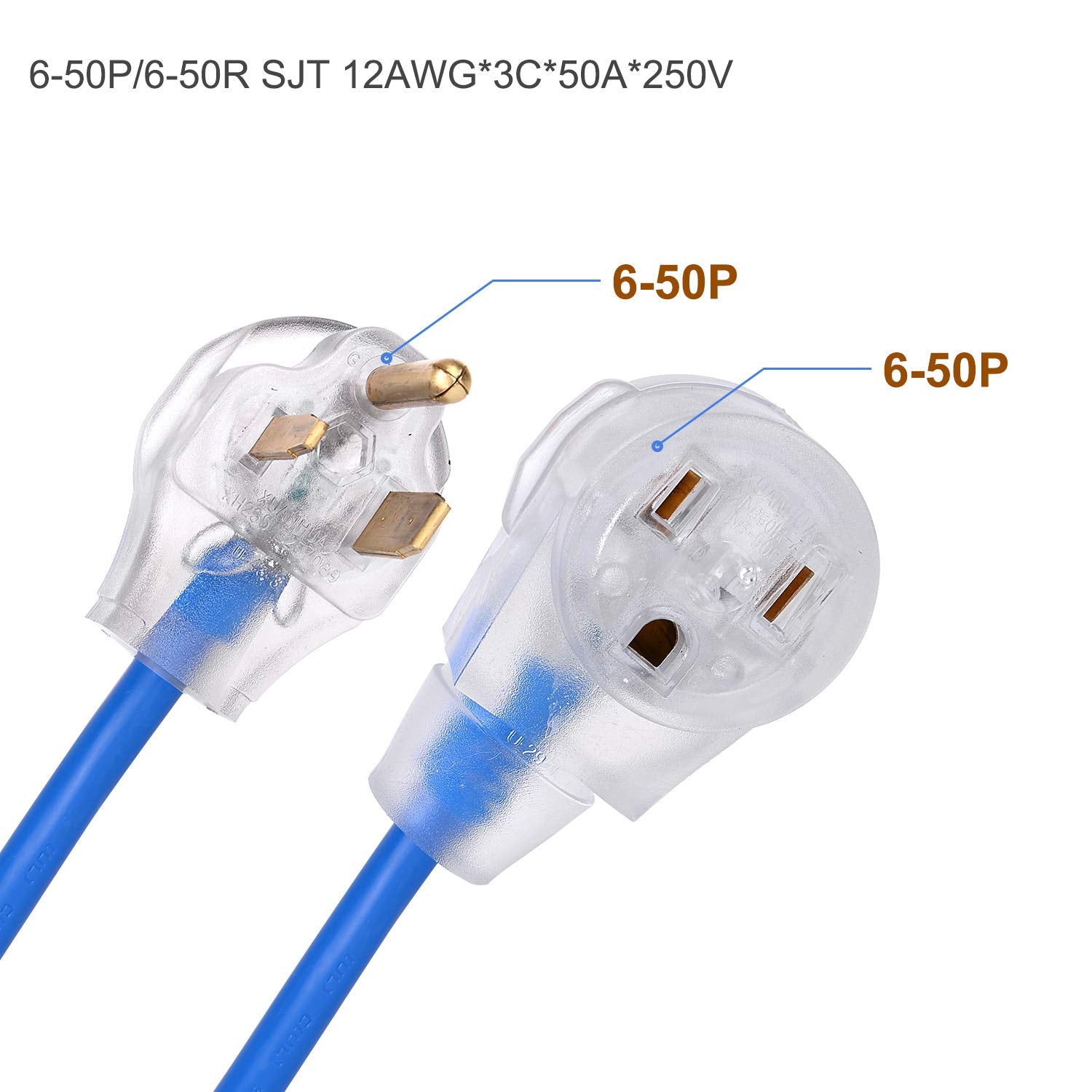 Welder Extension Cord, Heavy Duty 25 Feet 6 50 Nema R Plug Lighted Welding Cord With Etl Approved