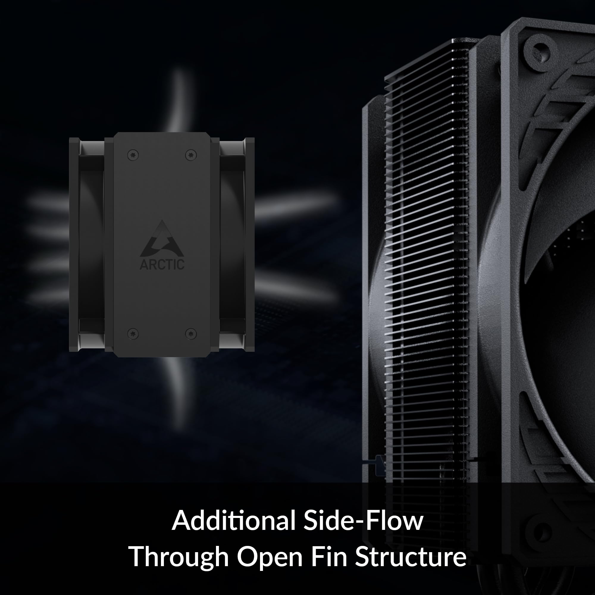 Arctic Freezer 36 (Black)   Single Tower Cpu Cooler With Push Pull, Two Pressure Optimised 120 Mm P Fans, Fluid Dynamic Bearing,
