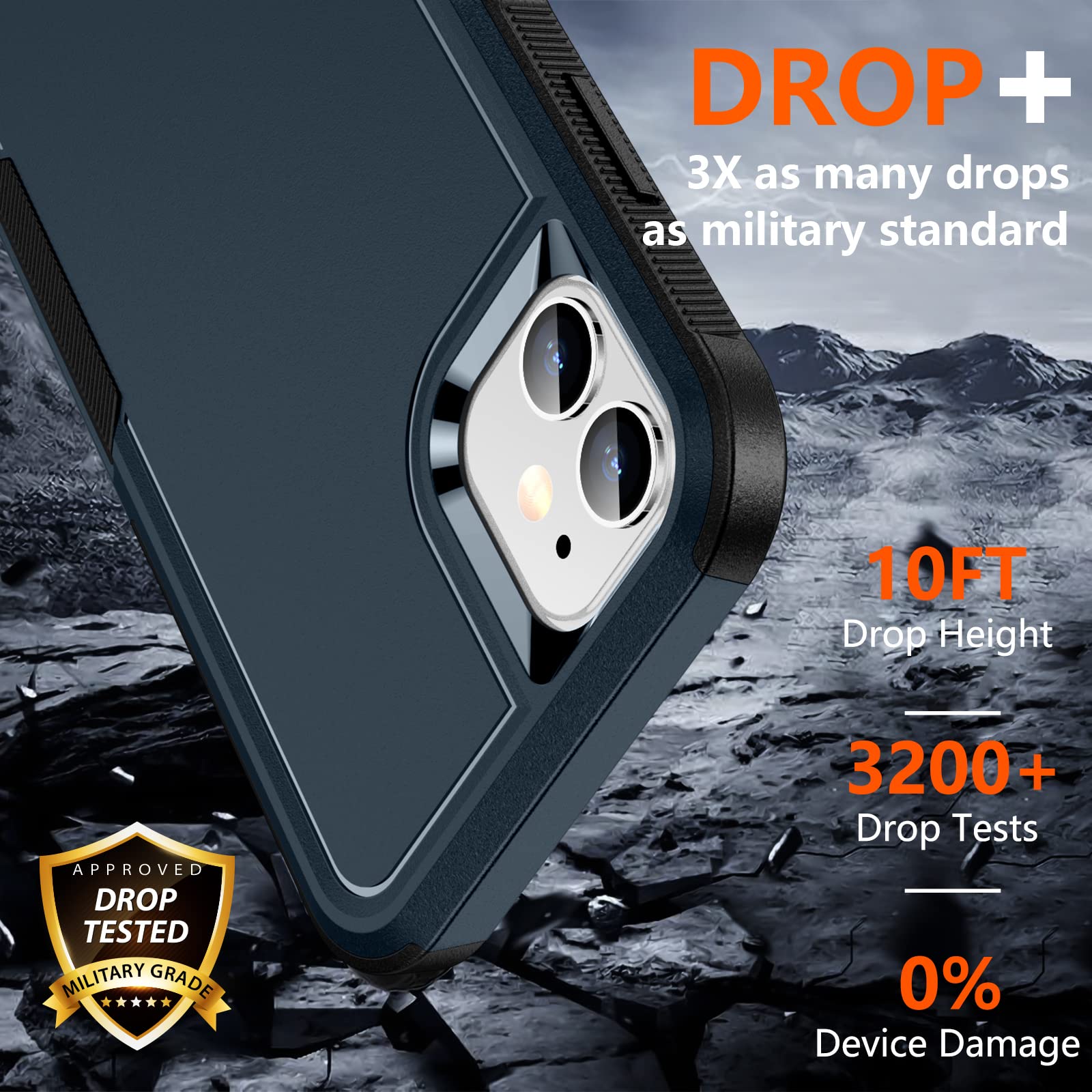 Spidercase Designed For Iphone 11 Case,[10 Ft Military Grade Drop Protection],With 2 Pcs[Tempered Glass Screen Protector+Camera