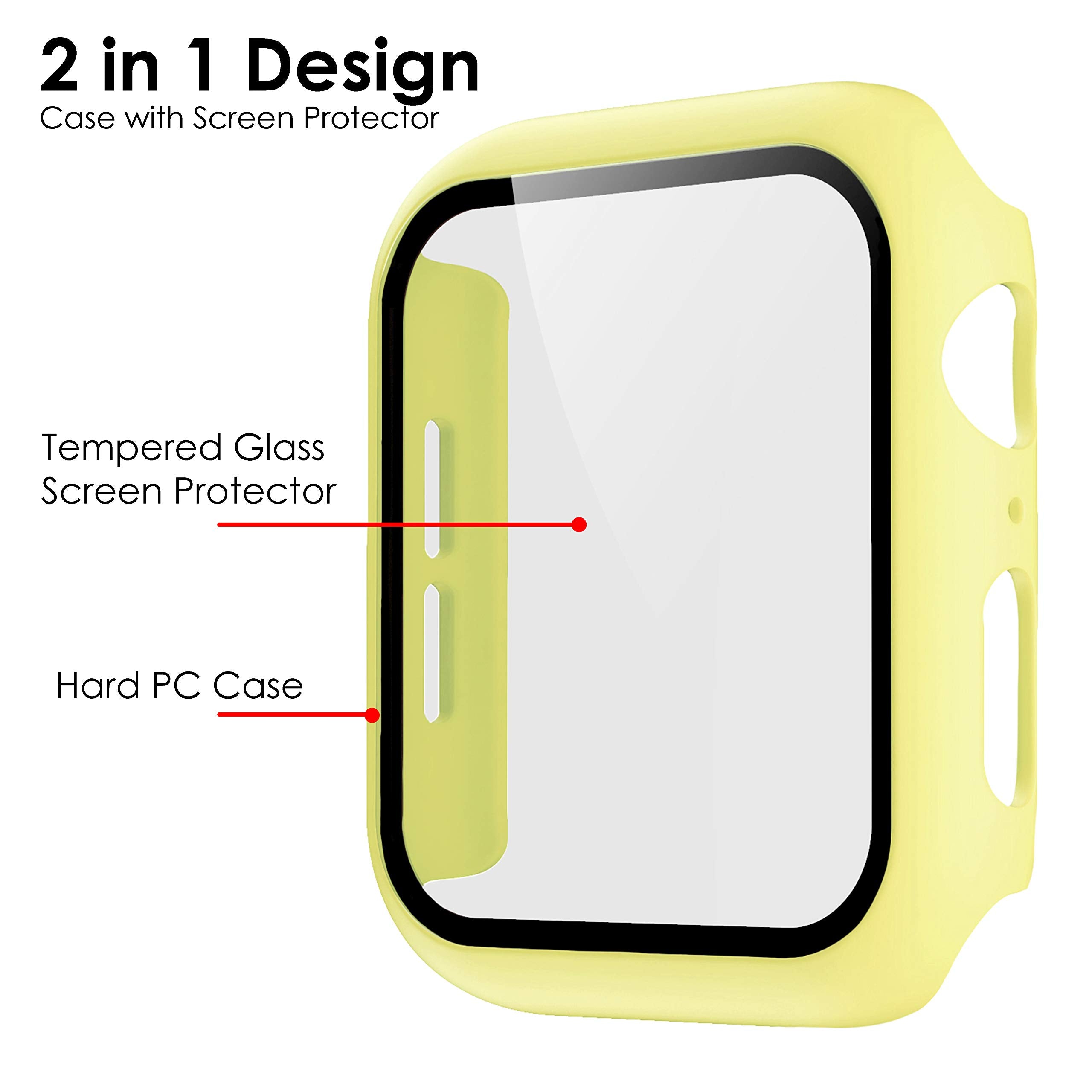 Pokanic [2 Pack Compatible With Apple Watch Se 6 5 4 Series Iwatch 9H Tempered Glass Case Full Body Screen Protector Cover Wirel