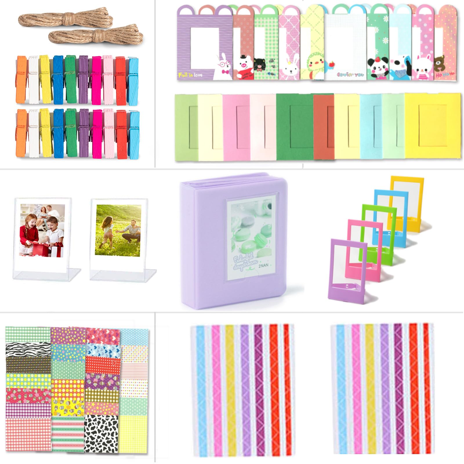 Riosin Instant Camera Accessories Bundle Compatible With Fujifilm Instax Mini 12 11 Camera Include Mini Photo Album,Film Frames,