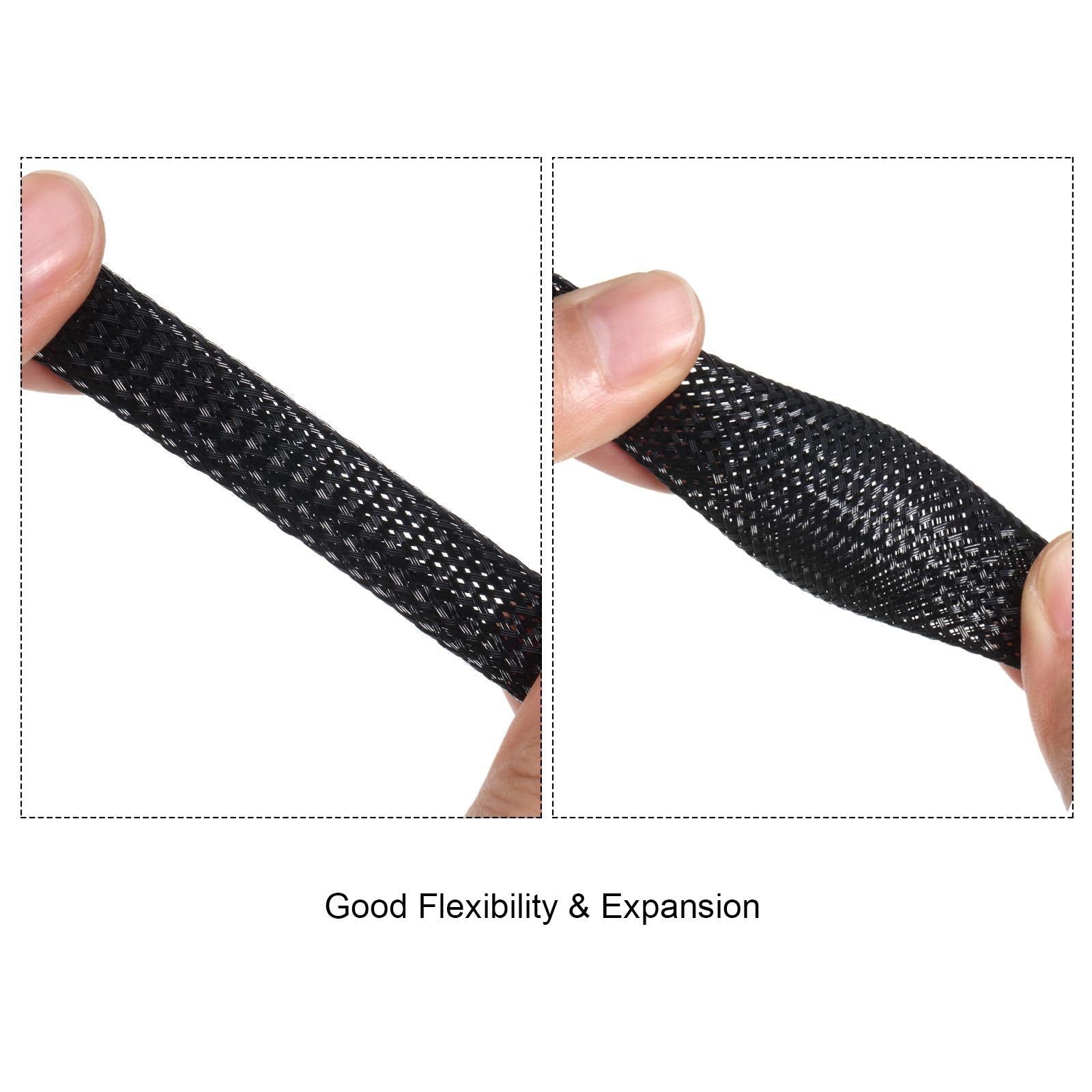 Pet Expandable Braided Cable Sleeve, Wire Loom Wire Braid Sleeving With Shrink Tube For Audio Video And Other Home Device Cable