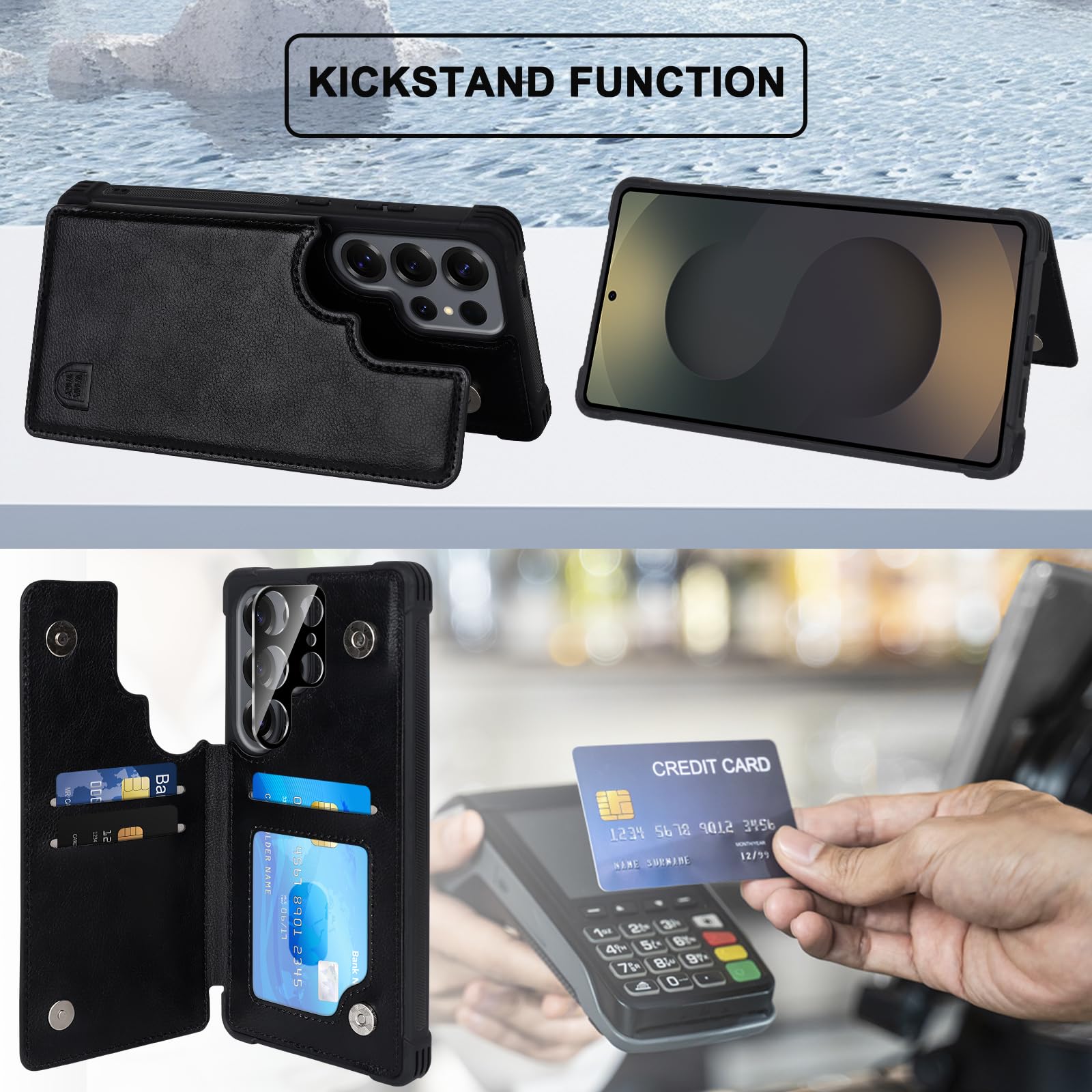 Vanavagy Wallet Case For Galaxy S25 Ultra For Women Men, Pu Leather Phone Case Cover Fits Magnetic Car Mount With Rfid Blocking