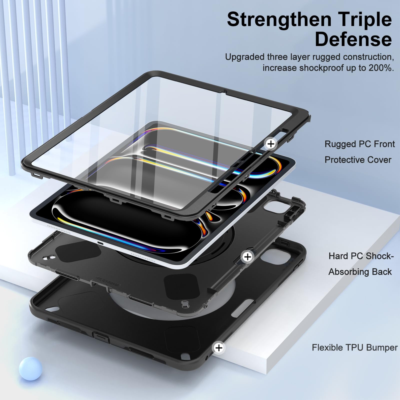 Miesherk Case For Ipad Pro 13 Inch, Military Grade Heavy Duty Shockproof Ipad 13 M4 Case (2024, 7Th Generation)   Screen Protect
