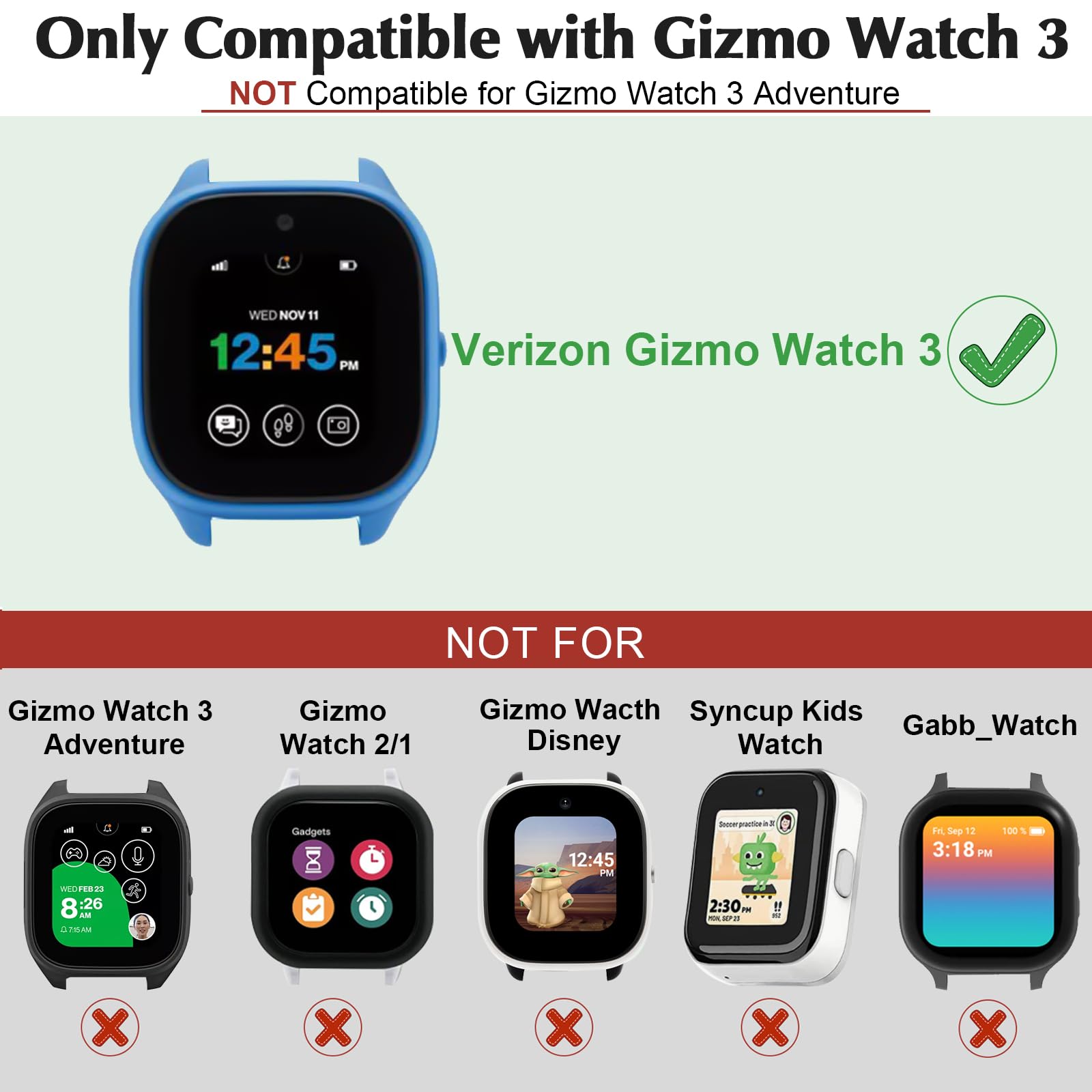 Kuaguozhe Tempered Glass Screen Protector Only Compatible For Gizmo Watch 3,Black