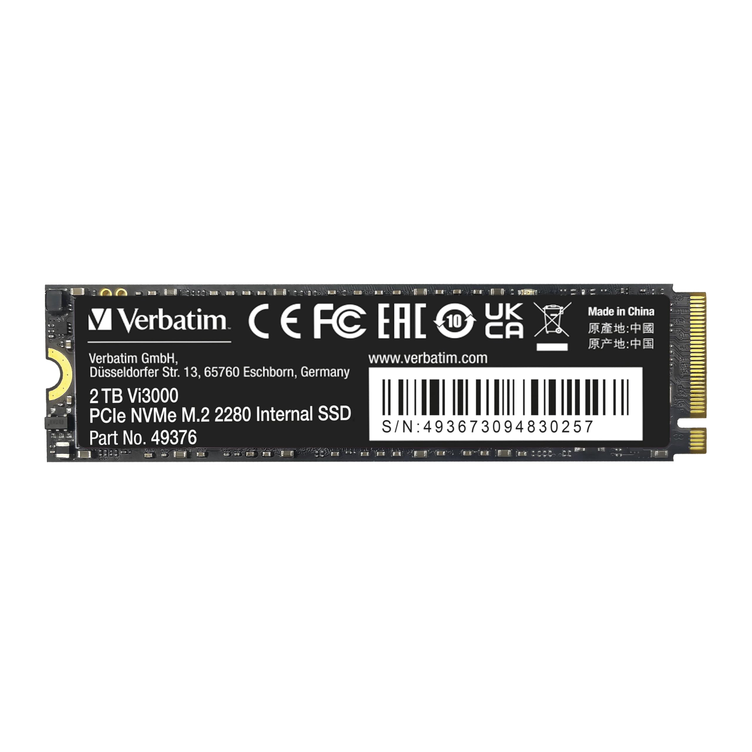 Verbatim 2Tb Ssd Vi3000 Internal Solid State Hard Drive Pcie Nvme M.2 2280