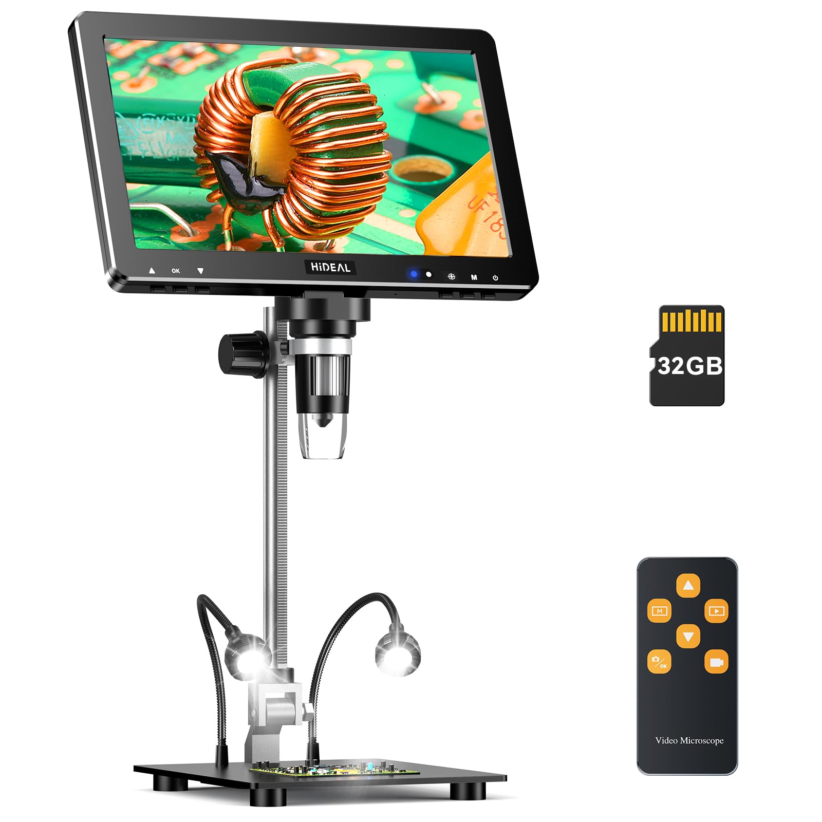 Hideal HM10 10.1  Digital Microscope: 16MP 1200X HD IPS Coin Microscope Magnifier for Error Coins with Light, 1080P LCD Solderin