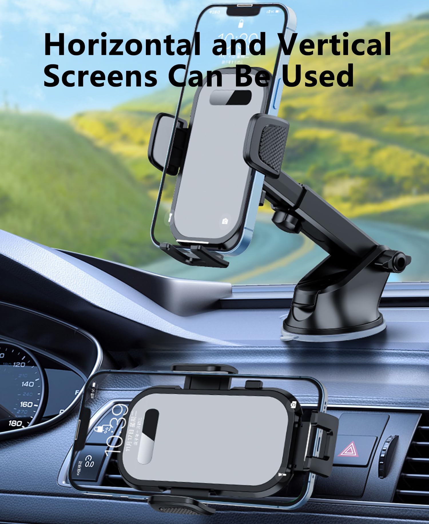 Kobbran Car Phone Holder Phone Mount For Car Windshield Dashboard Air Vent Universal Hands Free Automobile Cell Phone Holder Fit