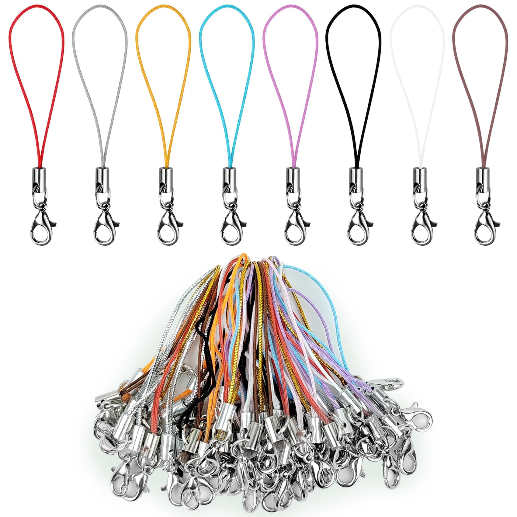 20 Pack Phone Charms Strap, Charm Holder, Keychain String with Lobster Clasp for Cell Phone Case, Pendant (20)