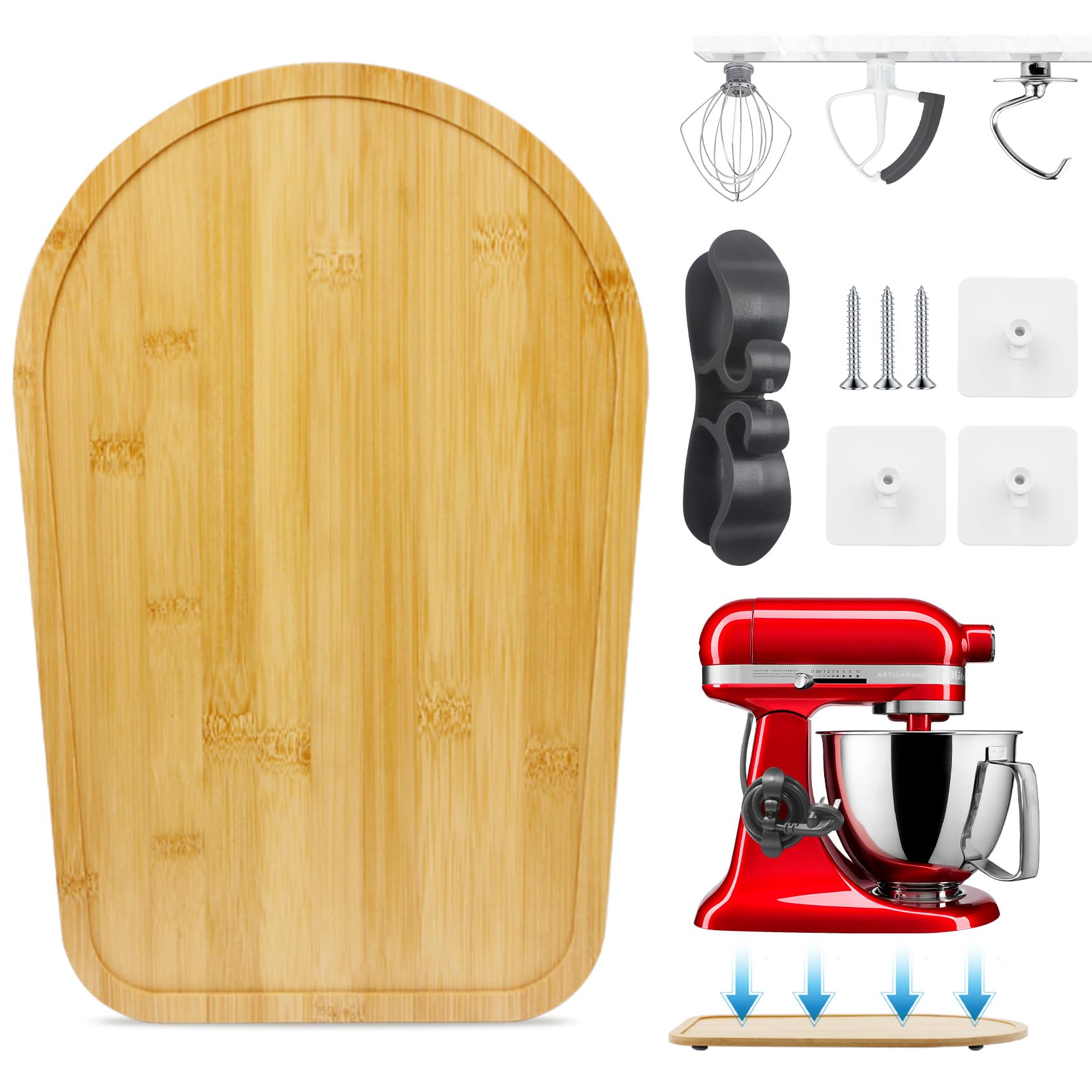 Sliding Mat For Kitchen Aid 5 8 Qt Stand Mixer With 1Pc Cord Organizer And 3Pcs Attachment Holder For Kitchen Appliance Slider C