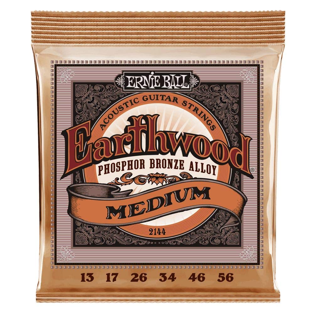 Ernie Ball Earthwood Medium Phosphor Bronze Acoustic Guitar Strings, 13 56 Gauge