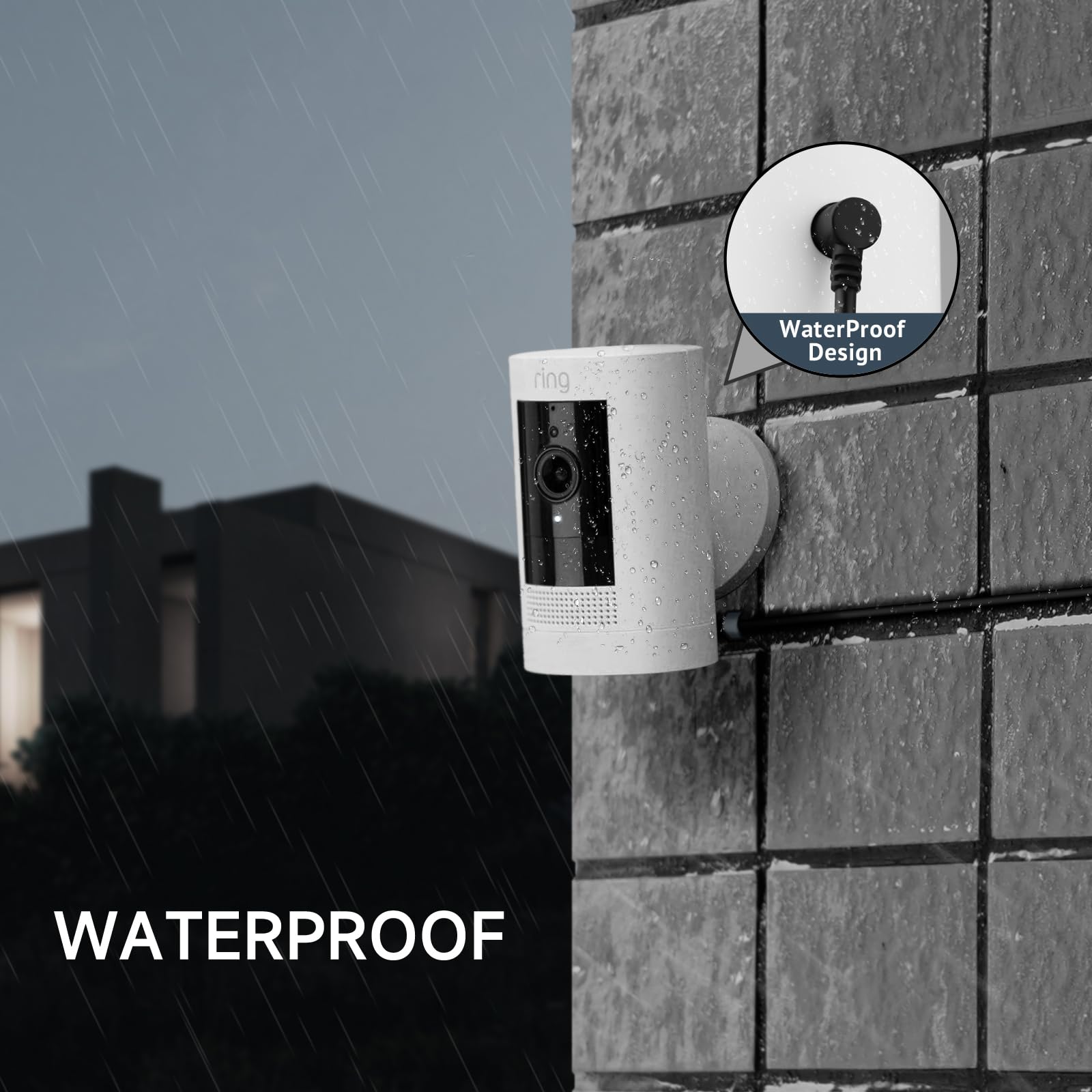 Olaike (2 Pack 8M/26Ft Charge Cable For Ring Stick Up Cam Battery/Plug In & Ring Spotlight Cam Battery, Weatherproof Power Adapt