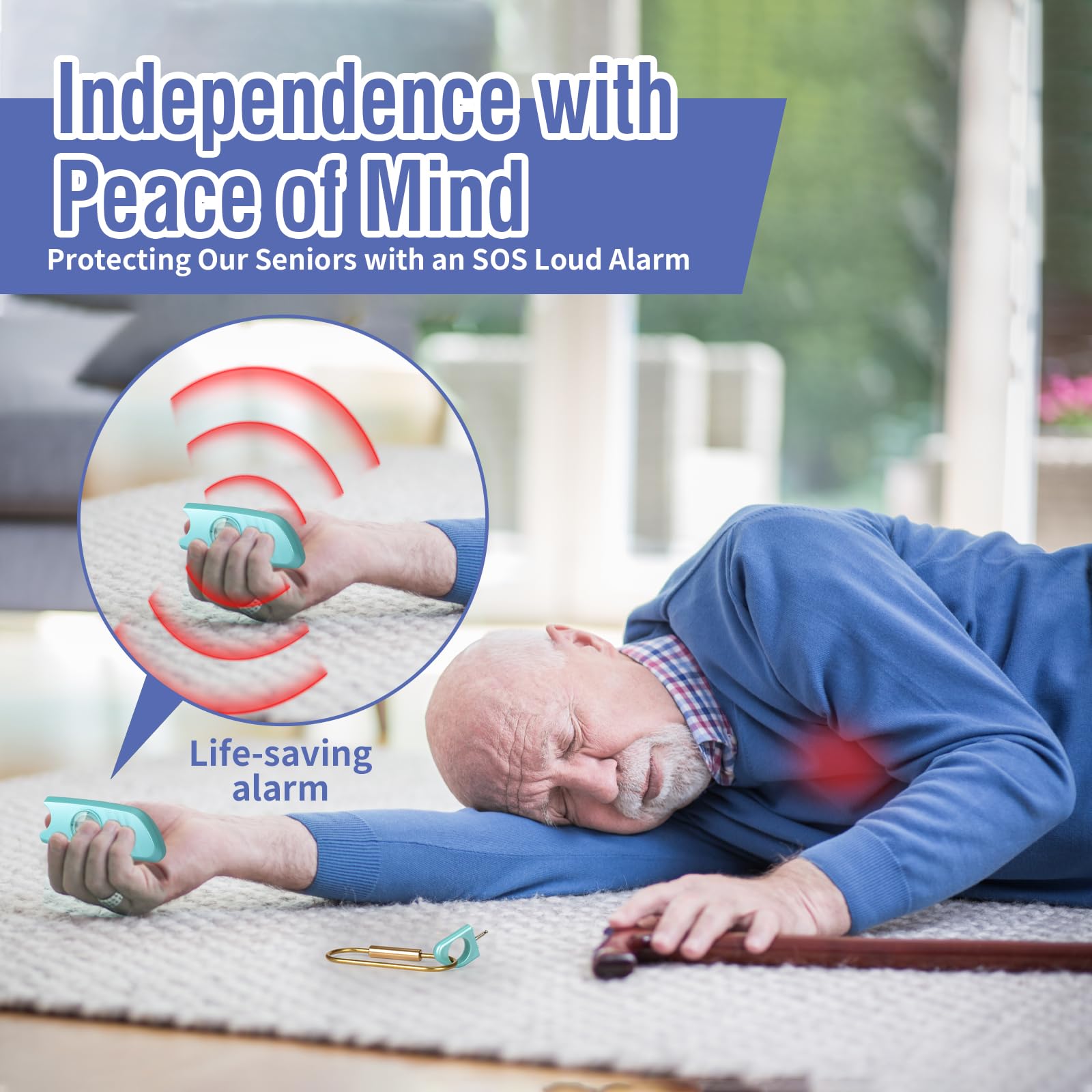 Safe Sound Personal Alarm, 2 Pack 140Db Siren, Strobe Light Key Chain, Safety Devices For Women, Men, Children, Elderly