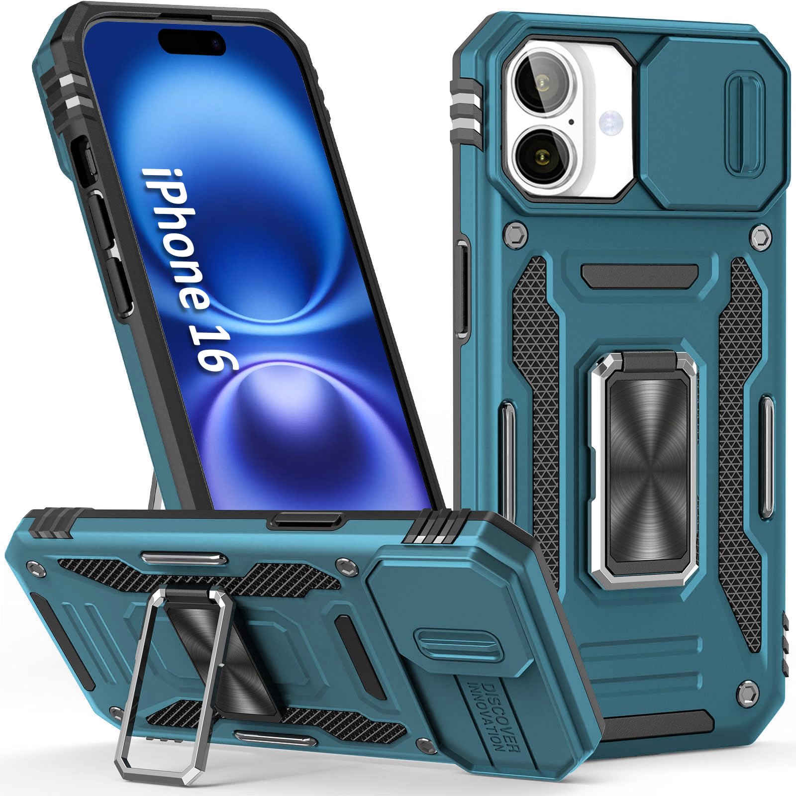 Sefing Phone Case For Iphone 16 Case Iphone 16 Phone Case With Camera Cover, With Kickstand Ring Holder, With Magnet Car Mount F