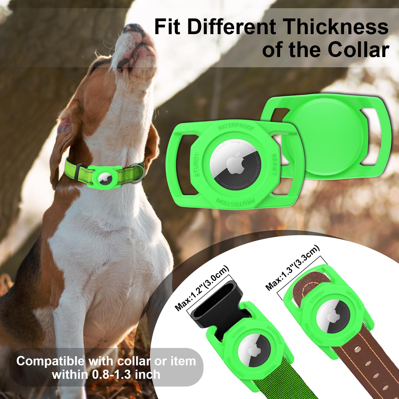 Sankala Airtag Dog Collar Holder, [1 Pack] Waterproof Airtag Case For Dog Collar, Tpu & Silicone Full Body Covered Anti Lost App