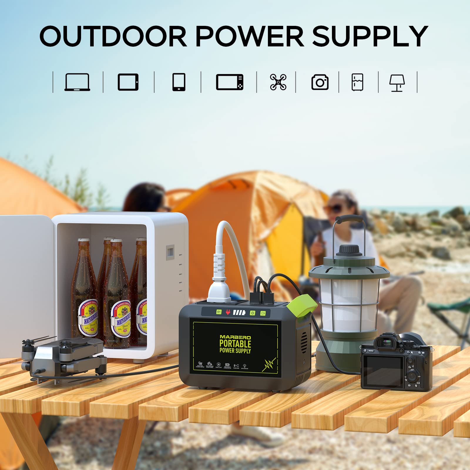 Marbero Portable Power Station 88Wh Camping Lithium Battery Solar Generator Fast Charging With Ac Outlet 120W Peak Power Bank(So