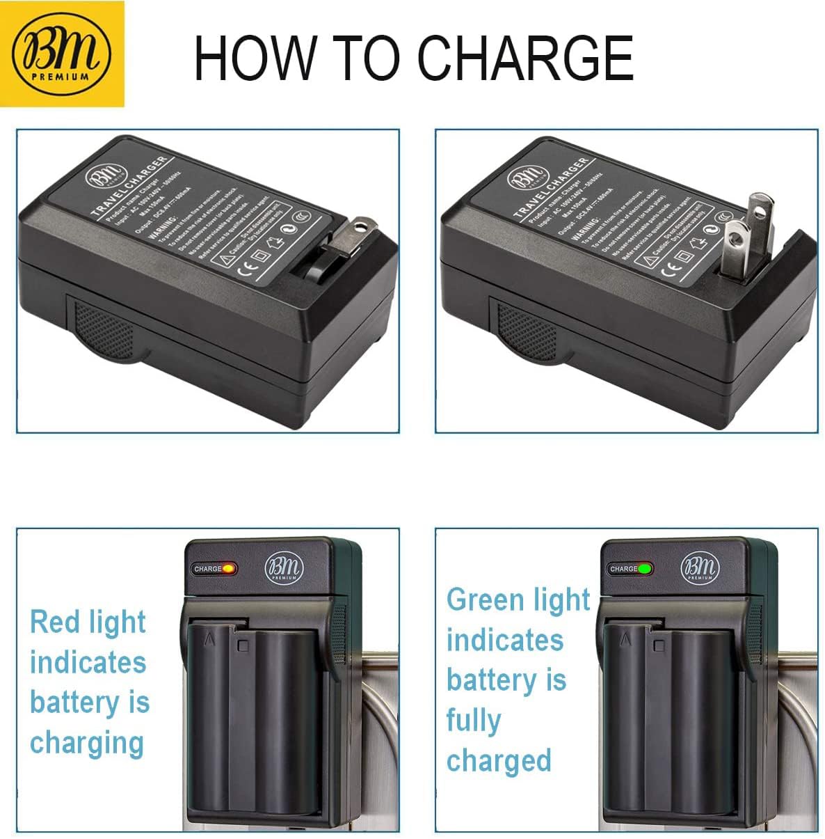 Bm Premium 2 Pack Of En El15C High Capacity Batteries And Charger For Nikon Zf, Z5, Z6, Z6 Ii, Z7, Z7Ii, Z8, D780, D850, D7500,