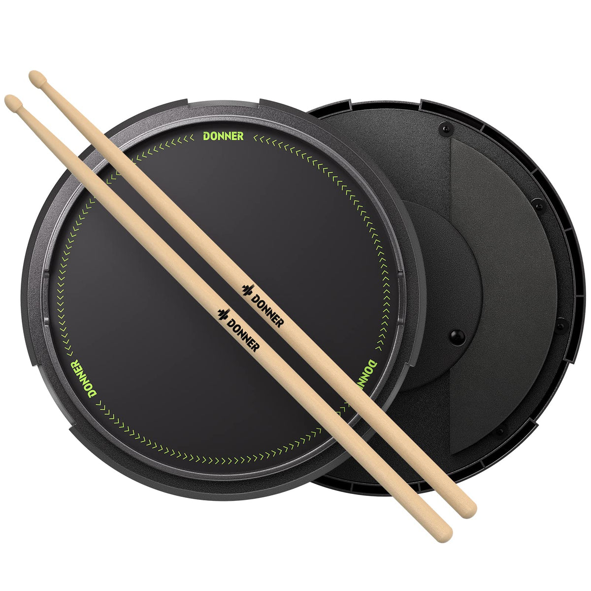 Drum Practice Pad 12 Inches, Donner Quiet Drum Pad With Removable Snare Simulation Built-In 800 Steel Balls, Drum Sticks, 40 Sta