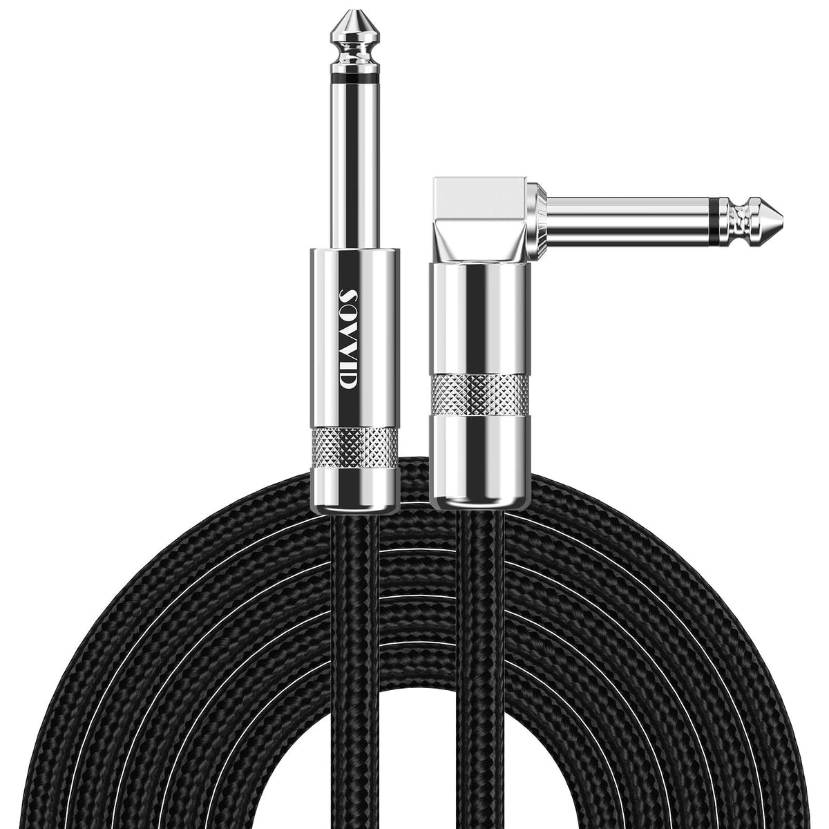 Sovvid Guitar Cable 15Ft Instrument Cable Guitar Cord Electric Guitar Cable Guitar Amp Cord For Bass Guitar Keyboard 1/4 Inch Cable Right Angle Black