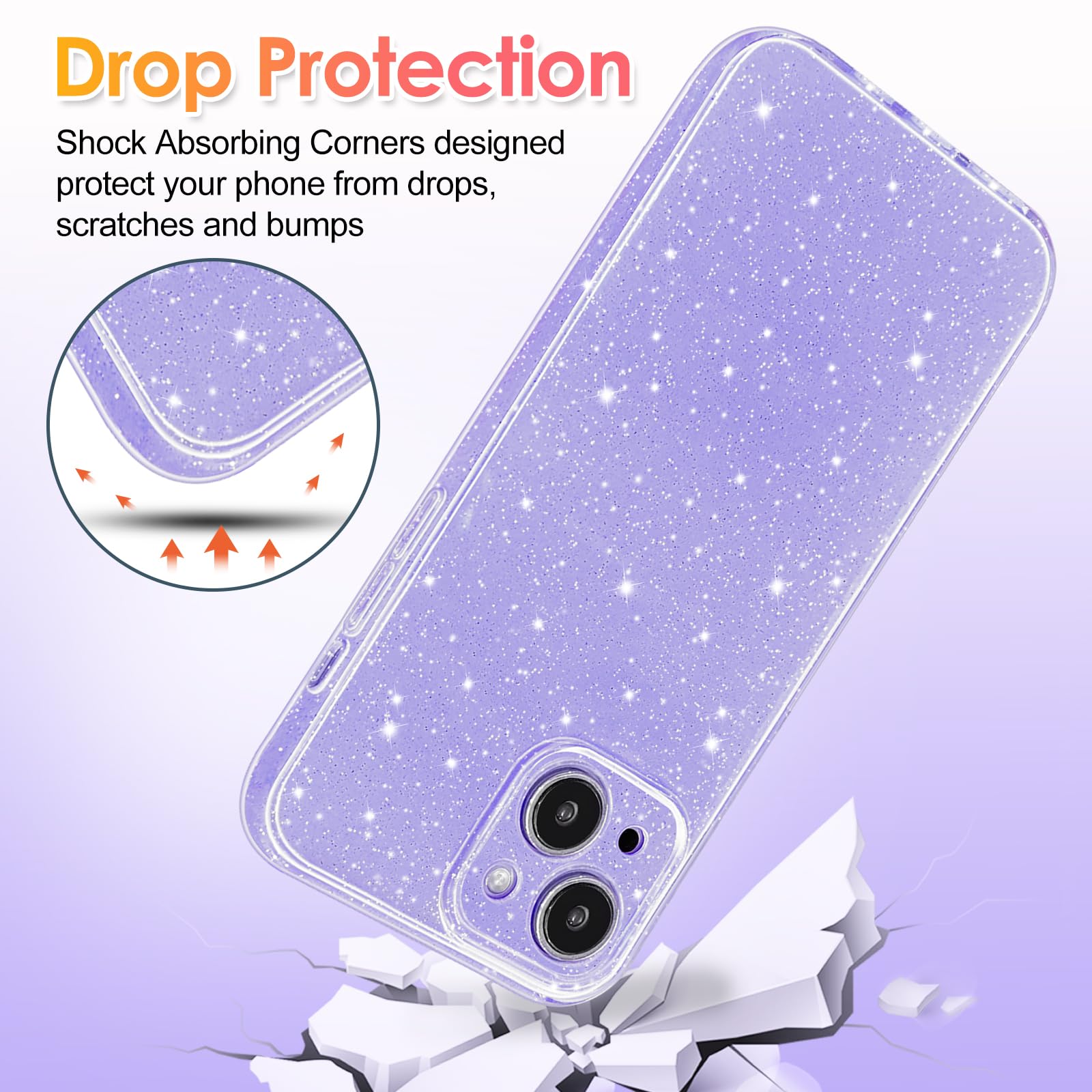 Hython Case For Iphone 13 Mini Case Glitter Cute Sparkly Shiny Bling Sparkle Phone Cases 5.4, Thin Slim Fit Soft Tpu Bumper Shoc