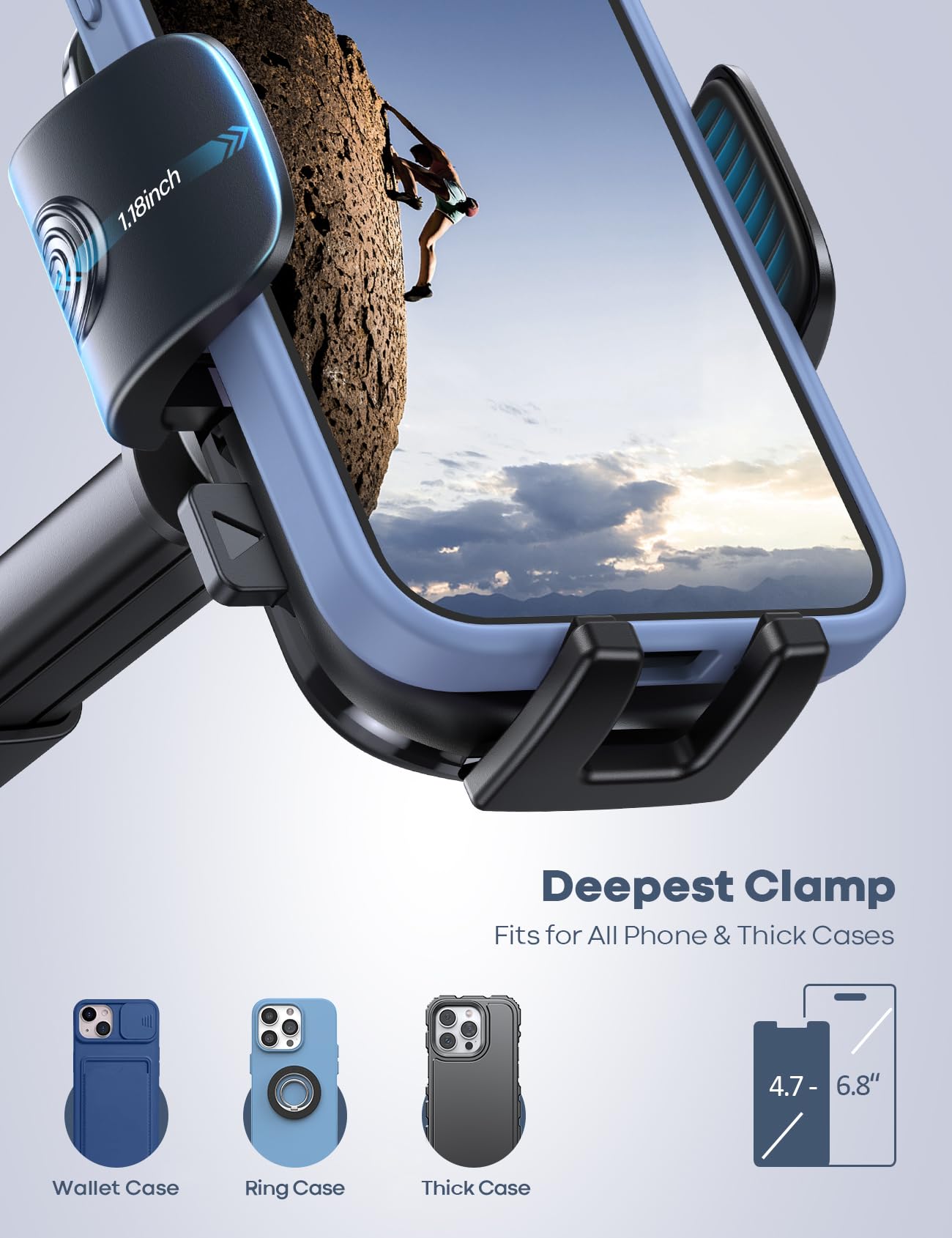 Lamicall Car Phone Holder   [Strongest Military Grade Suction Cup] 360 Rotation Phone Holders For Your Car Quick Release Adjusta