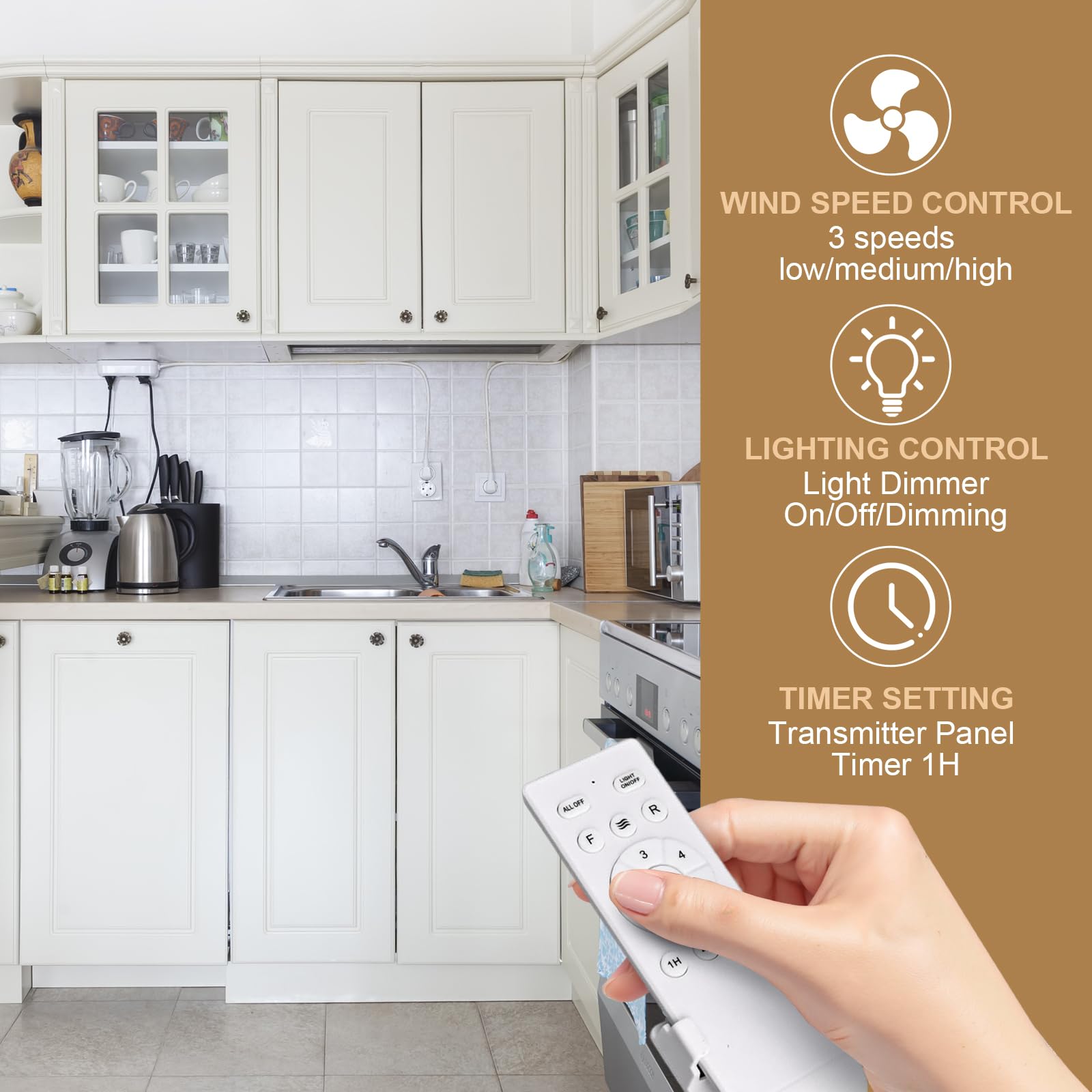 Ceiling Fan Remote Control Kit With Light Receiver Controller, 6-Speed Adjustable, Long Range Transmission, High Voltage Compati