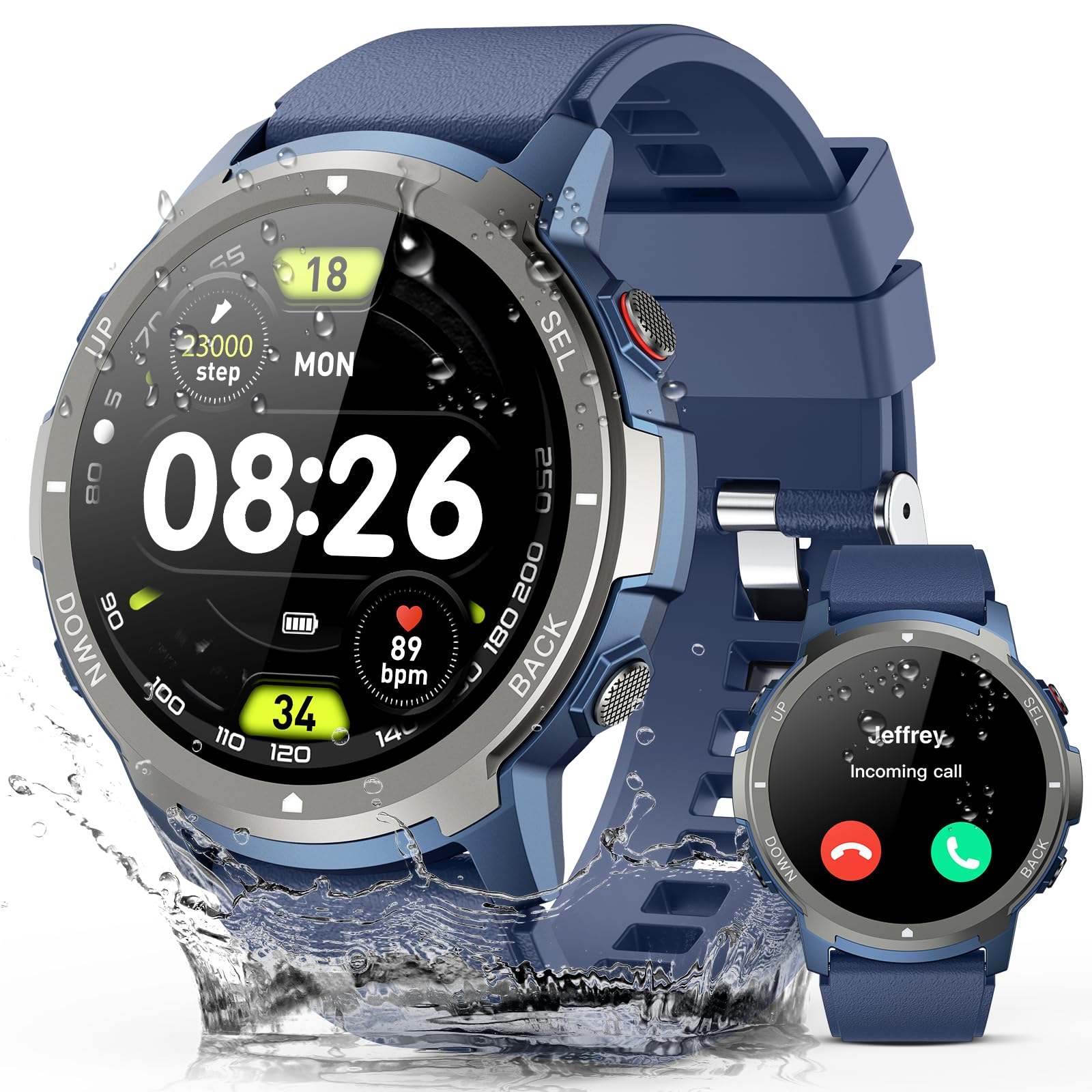 Smart Watch, 2025 Military Waterproof Fitness Sleep Tracker Watch With 110 Ports Modes, Smartwatch For Samsung Android Iphone Io
