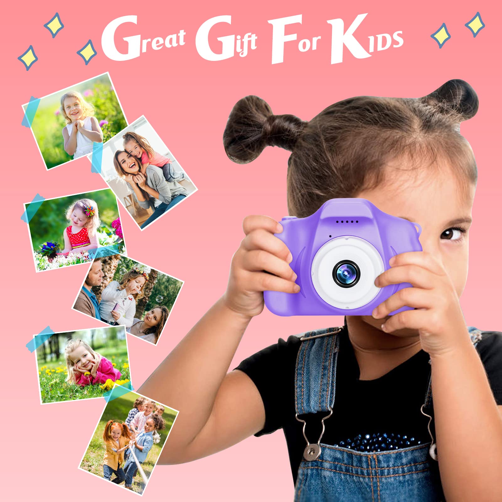 Kids Camera For Boys And Girls, Sineau Digital Camera For Kids Toy Gift, Toddler Camera Birthday Gift For Age 3 4 5 6 7 8 9 10 W