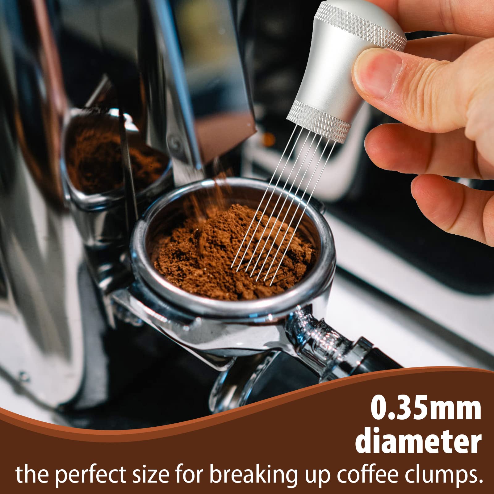 Wdt Espresso Distribution Tool Espresso Stirrer Tools For Barista, 0.35Mm 7 Needles Espresso Coffee Stirrer With Extra 7 Replace
