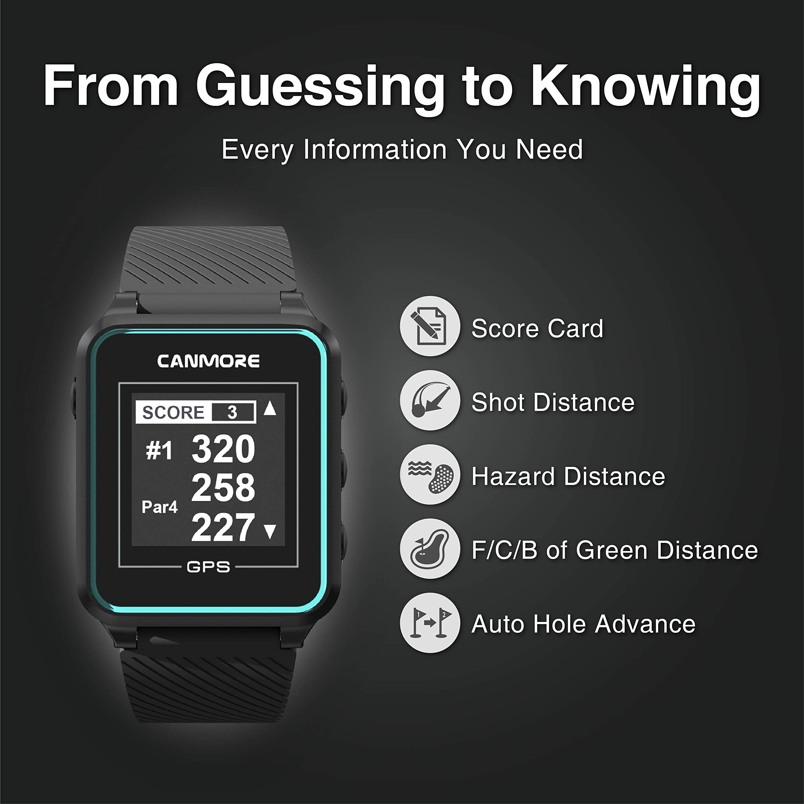 Canmore Tw353 Golf Gps Watch For Men And Women, High Contrast Lcd Display, Free Update Over 41,000 Preloaded Courses Worldwide,