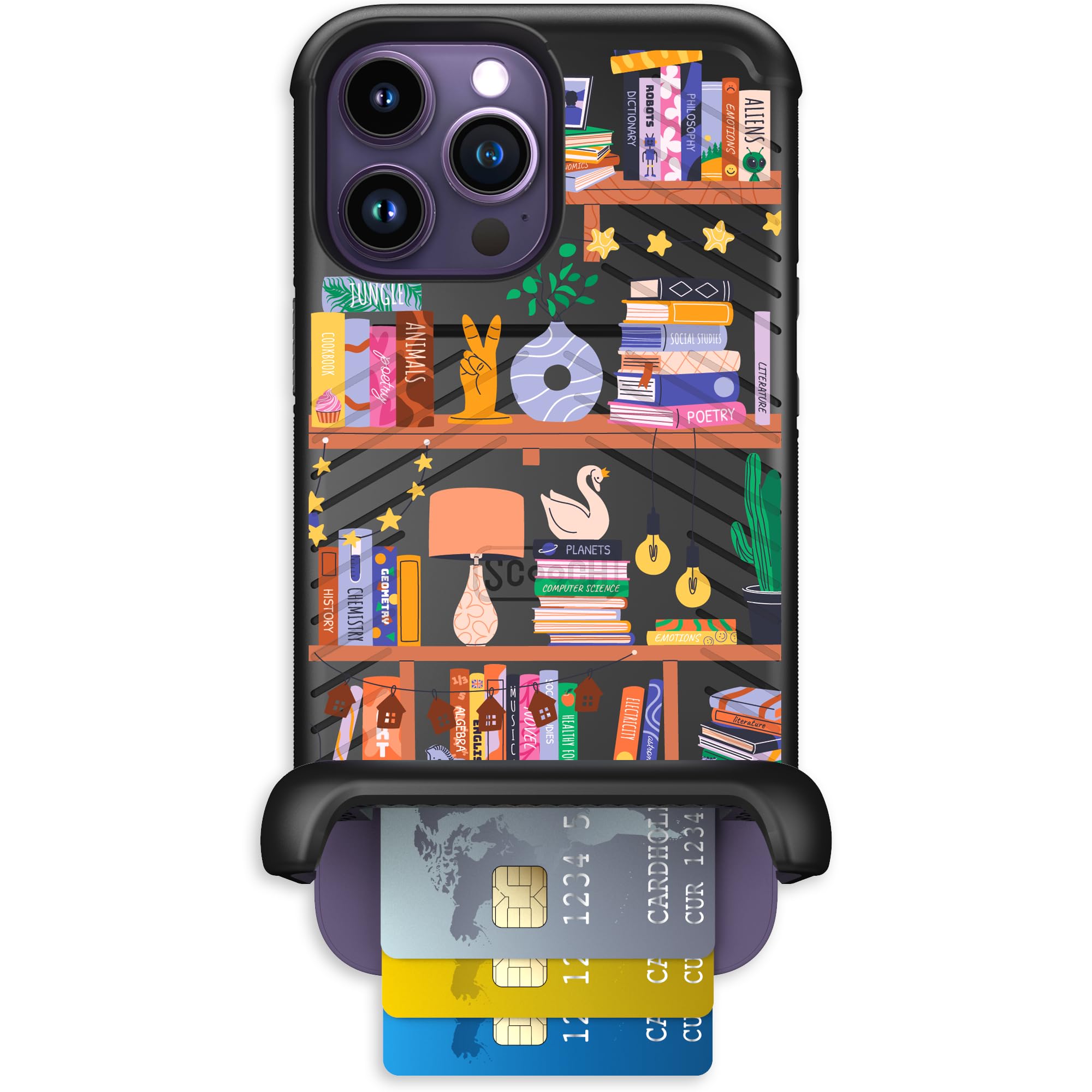 Scooch for iPhone 14 Pro Max Case with Card Holder, Wingmate Wallet Case with Hidden Card Slot and RFID Protection, Holds 3 to 4
