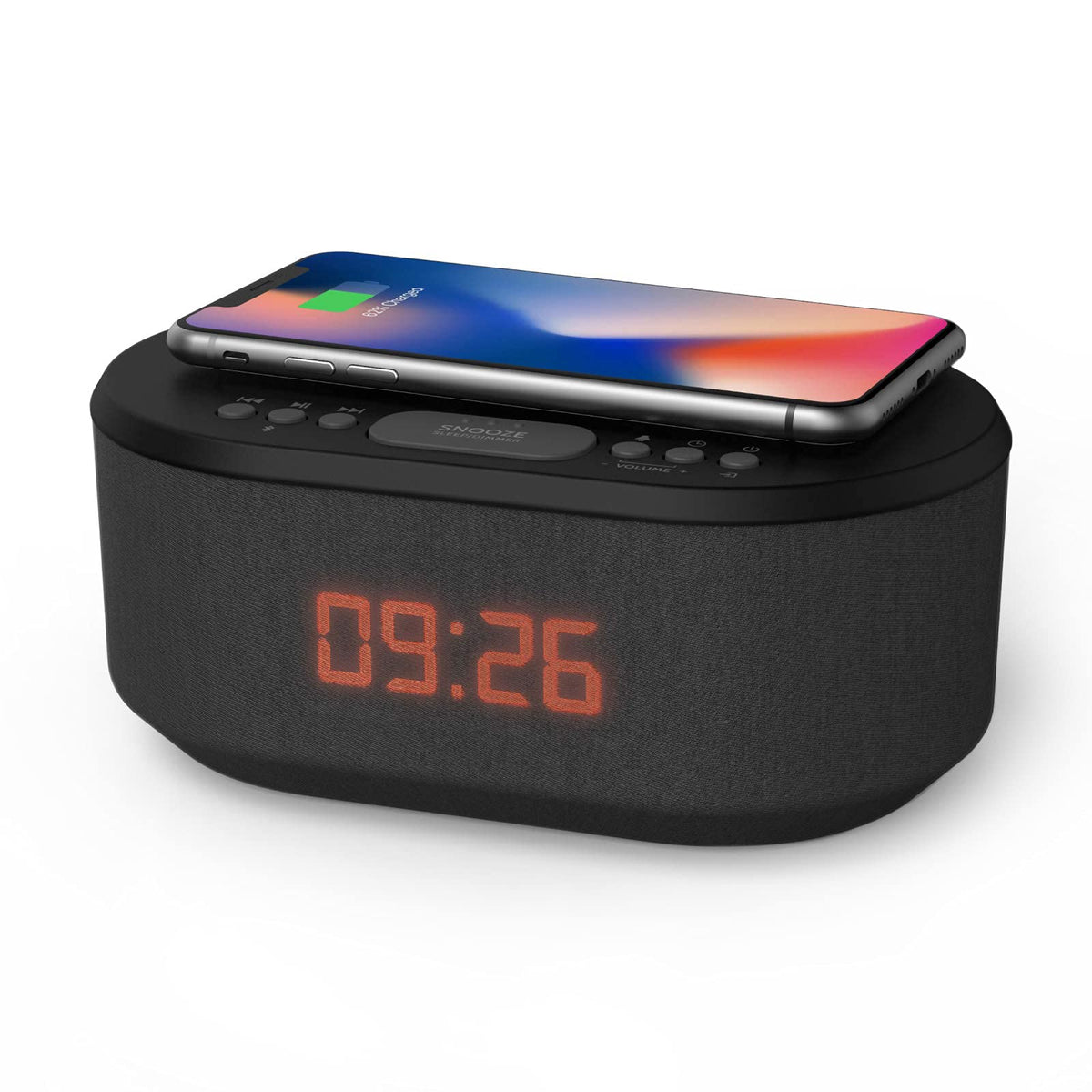I Box Alarm Clock Radio With Wireless Charging, Bluetooth Speakers, Usb Port, Dimmable Night Light