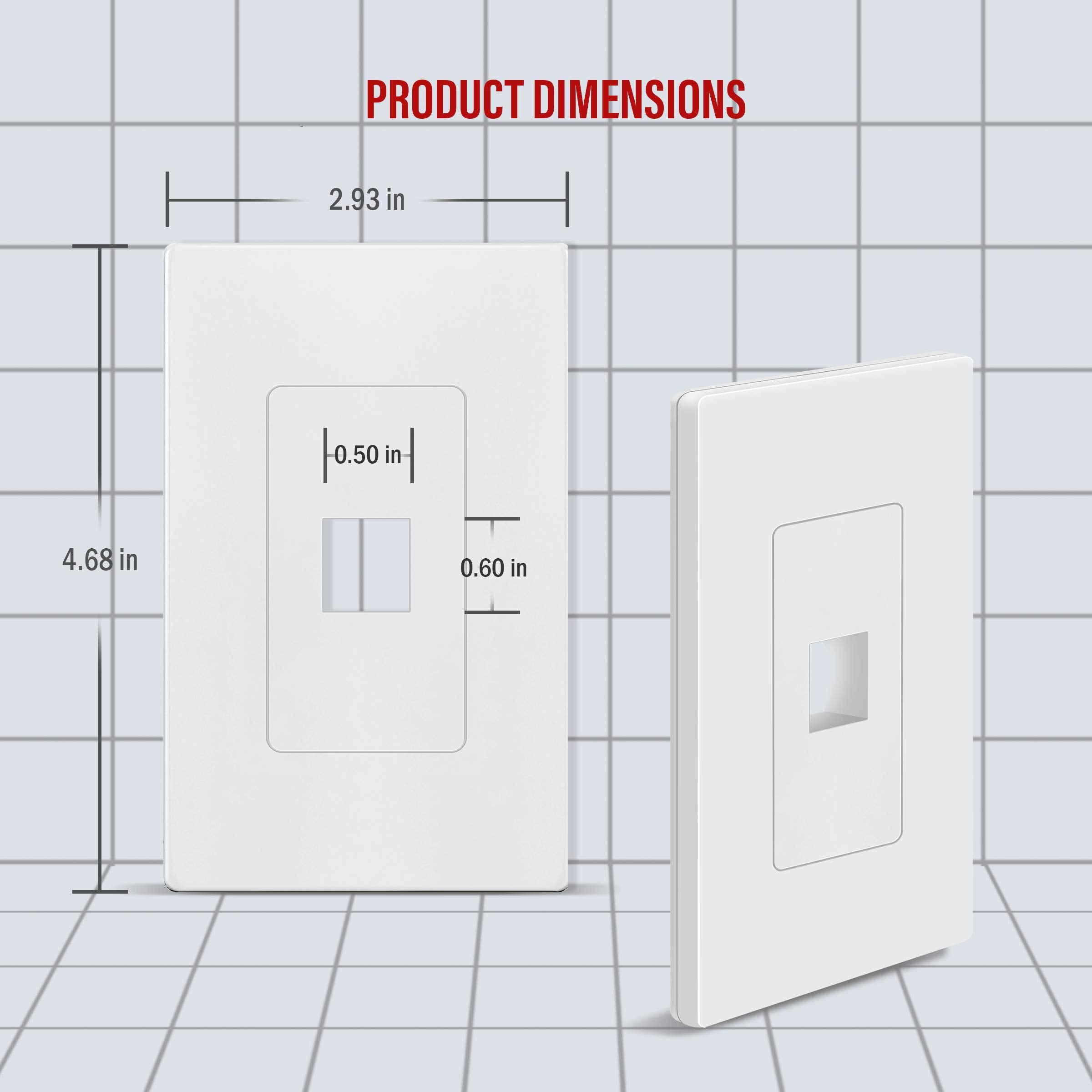 Topgreener 1 Port Rj45 Keystone Screwless Wall Plate, Cat5 Cat6 Jack Module Compatible, Size 1 Gang 4.69'' X 2.93'', Port .60''