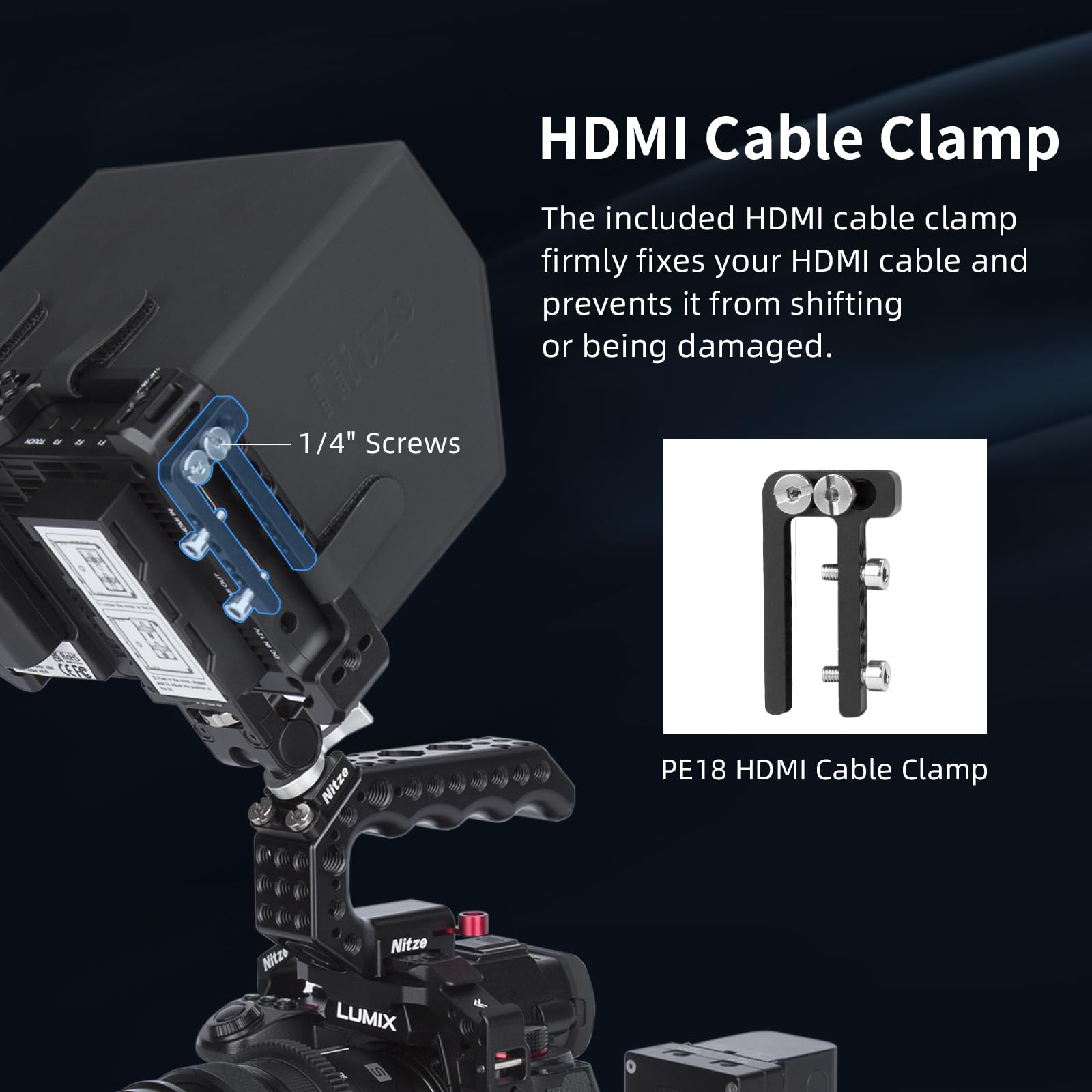 Nitze Monitor Cage Kit For Feelworld F6 Plusx / F6 Plus / F5 Pro / F5 Prox With Hdmi Cable Clamp And Sunhood - Jt-F05B